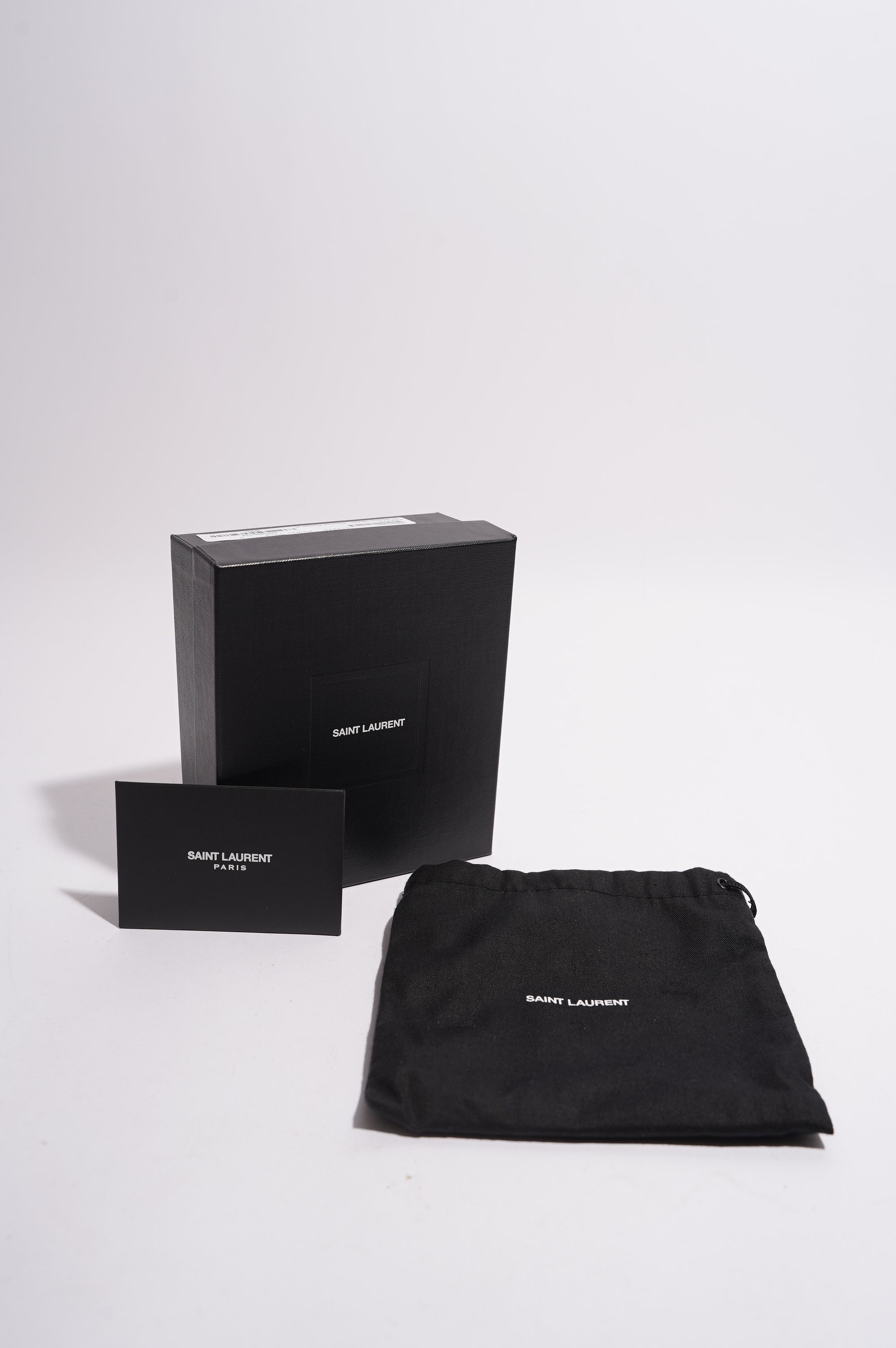 Saint Laurent Womens Compact Tri Fold Cassandre Wallet Black Leather