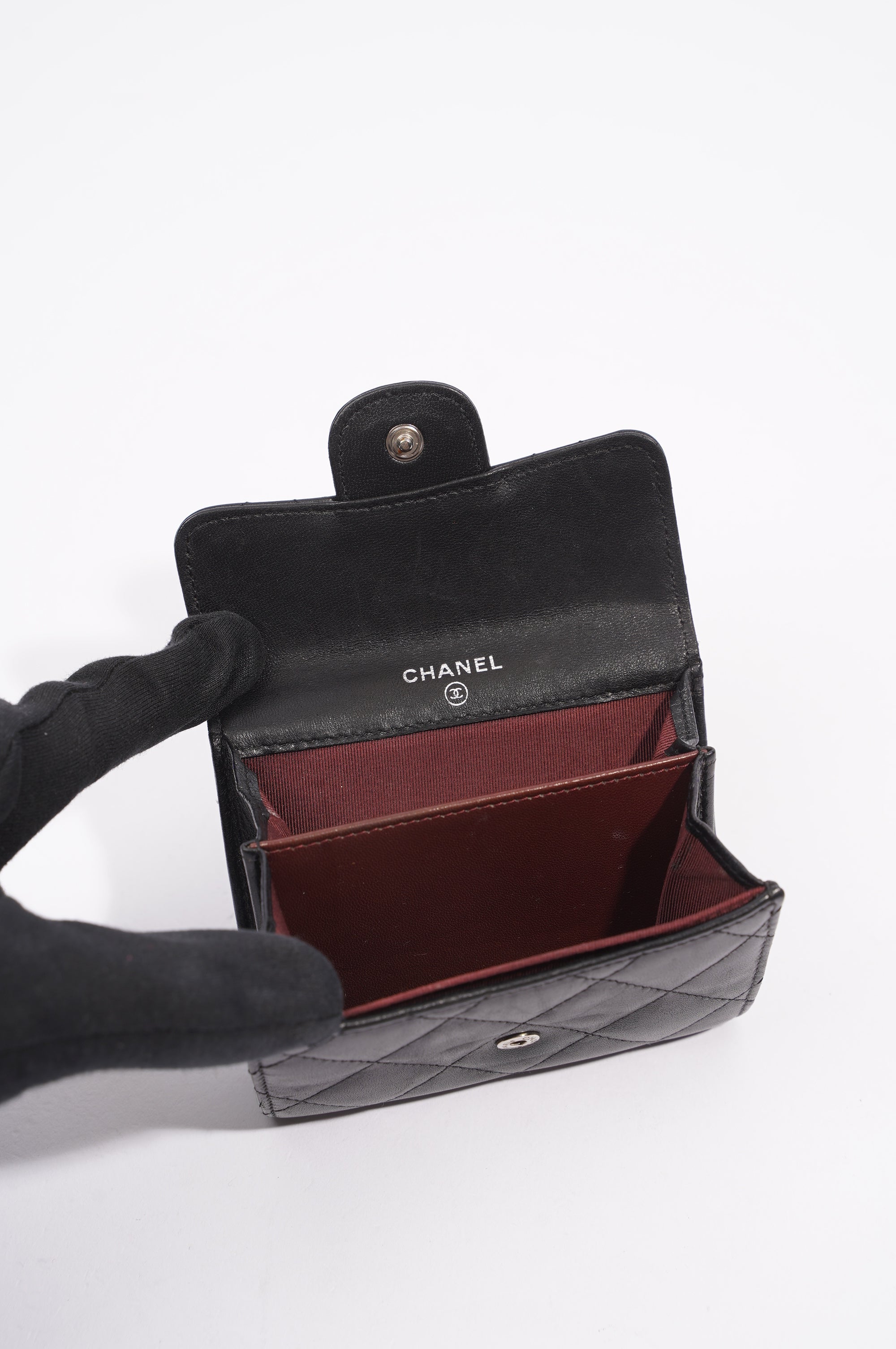 Chanel Womens Lamb Skin Wallet Black