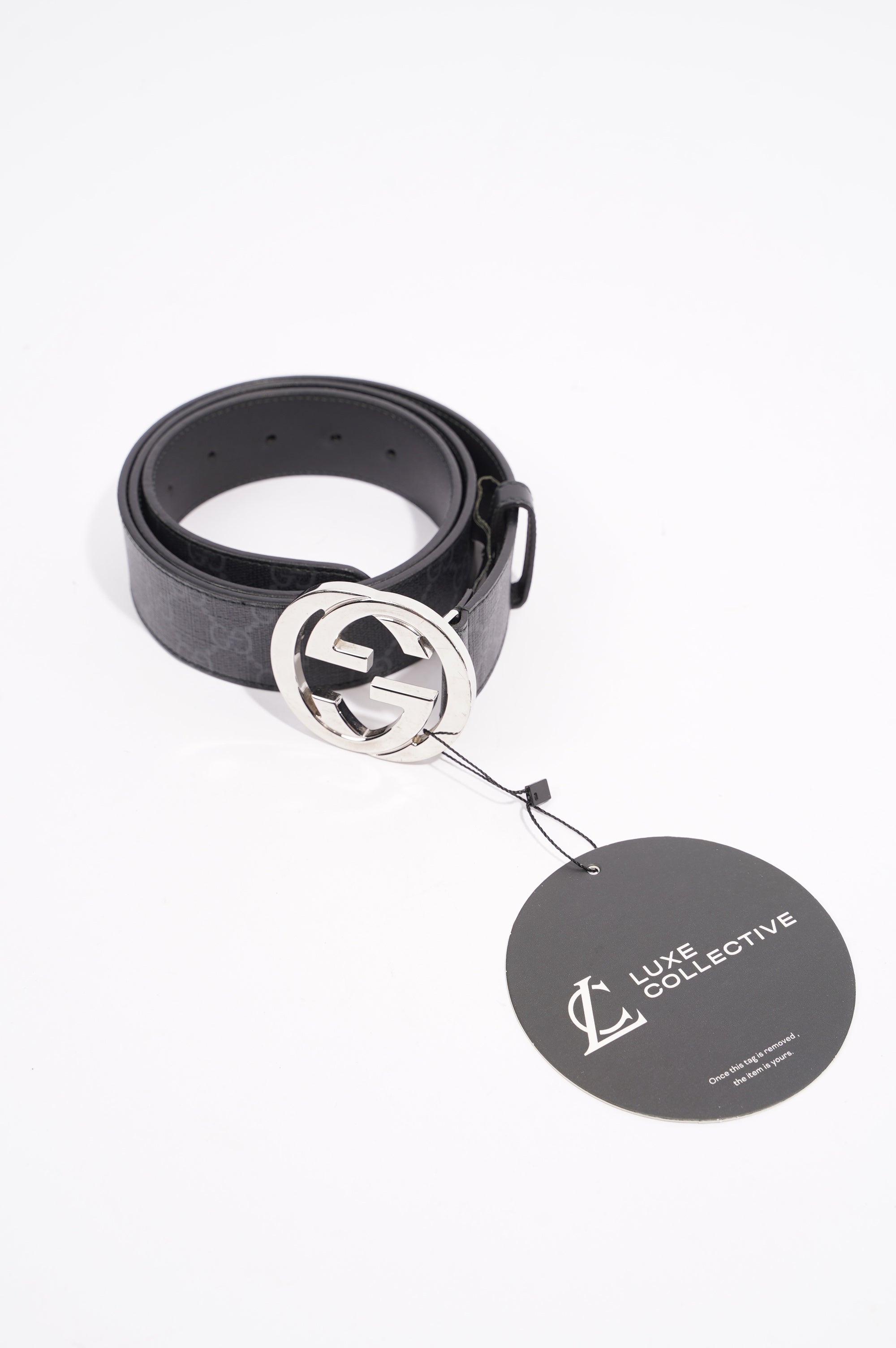 Gucci Mens Interlocking Belt Black / Silver 100cm -40"