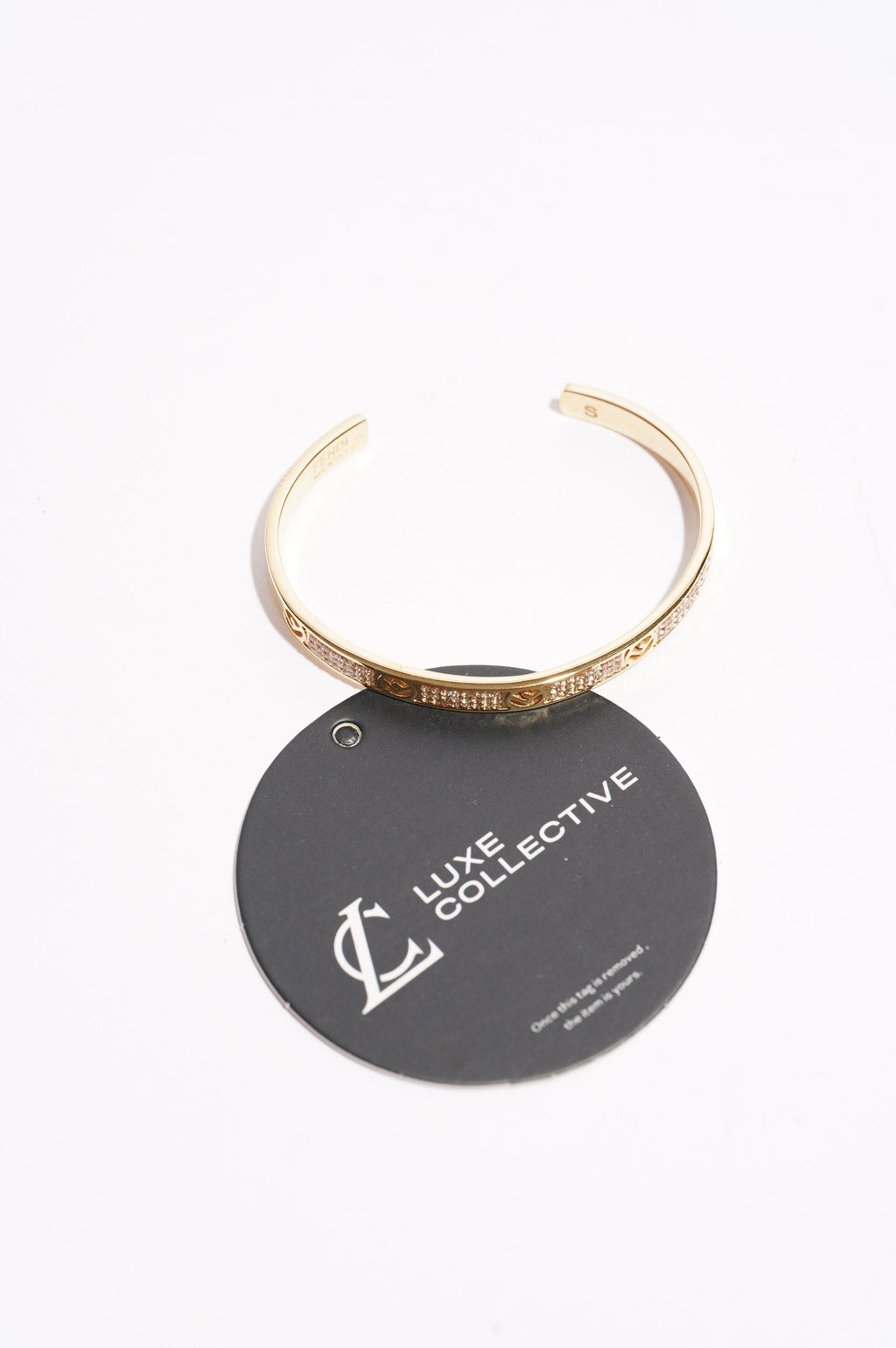 Fendi Womens F Is Fendi Bracelet Gold Crystal S