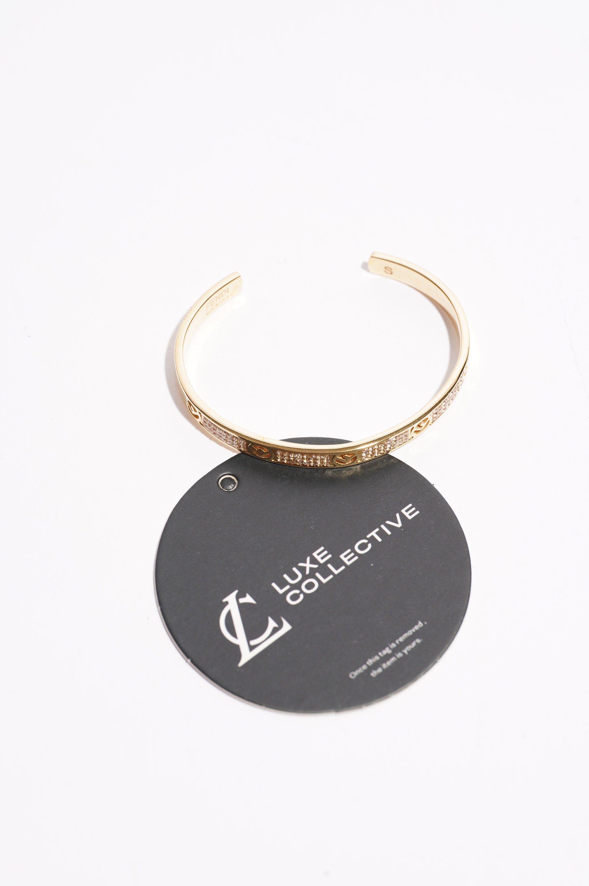 Fendi Womens F Is Fendi Bracelet Gold Crystal S