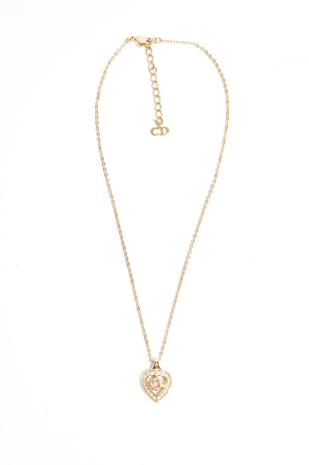 Christian Dior Womens Heart Pendant Necklace Gold