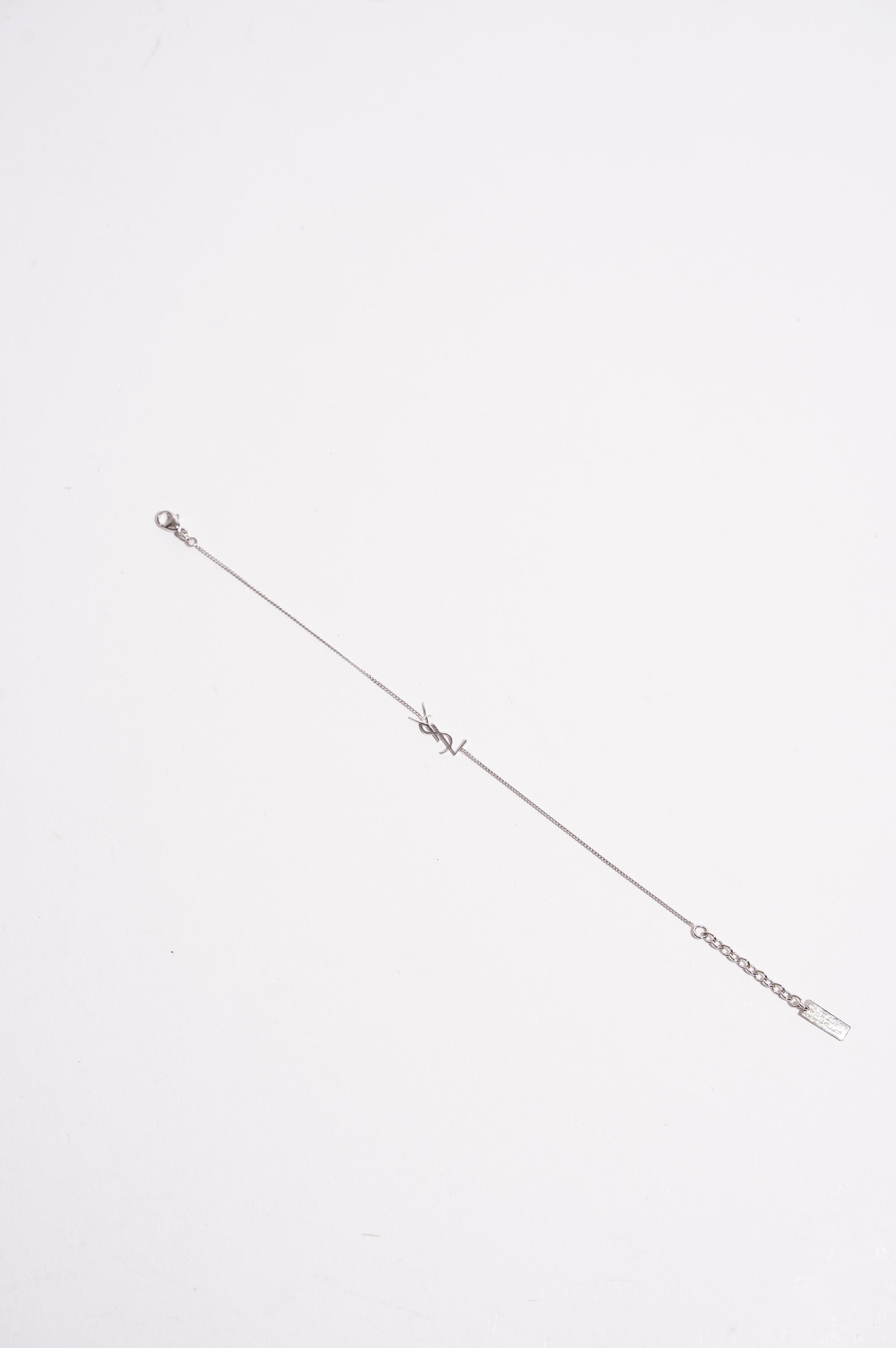 Saint Laurent Womens YSL Chain Bracelet Silver