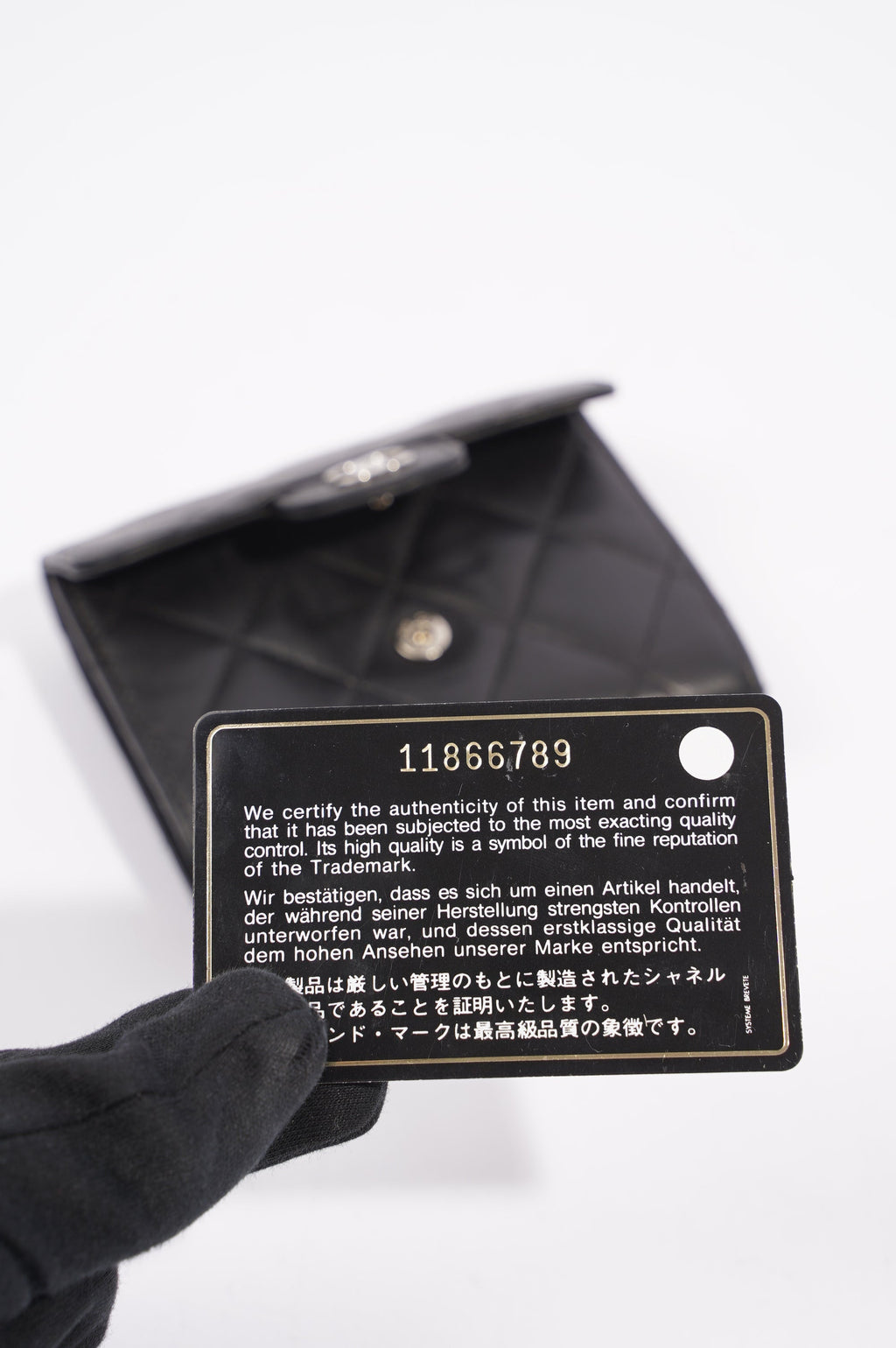 Chanel Womens Lamb Skin Wallet Black