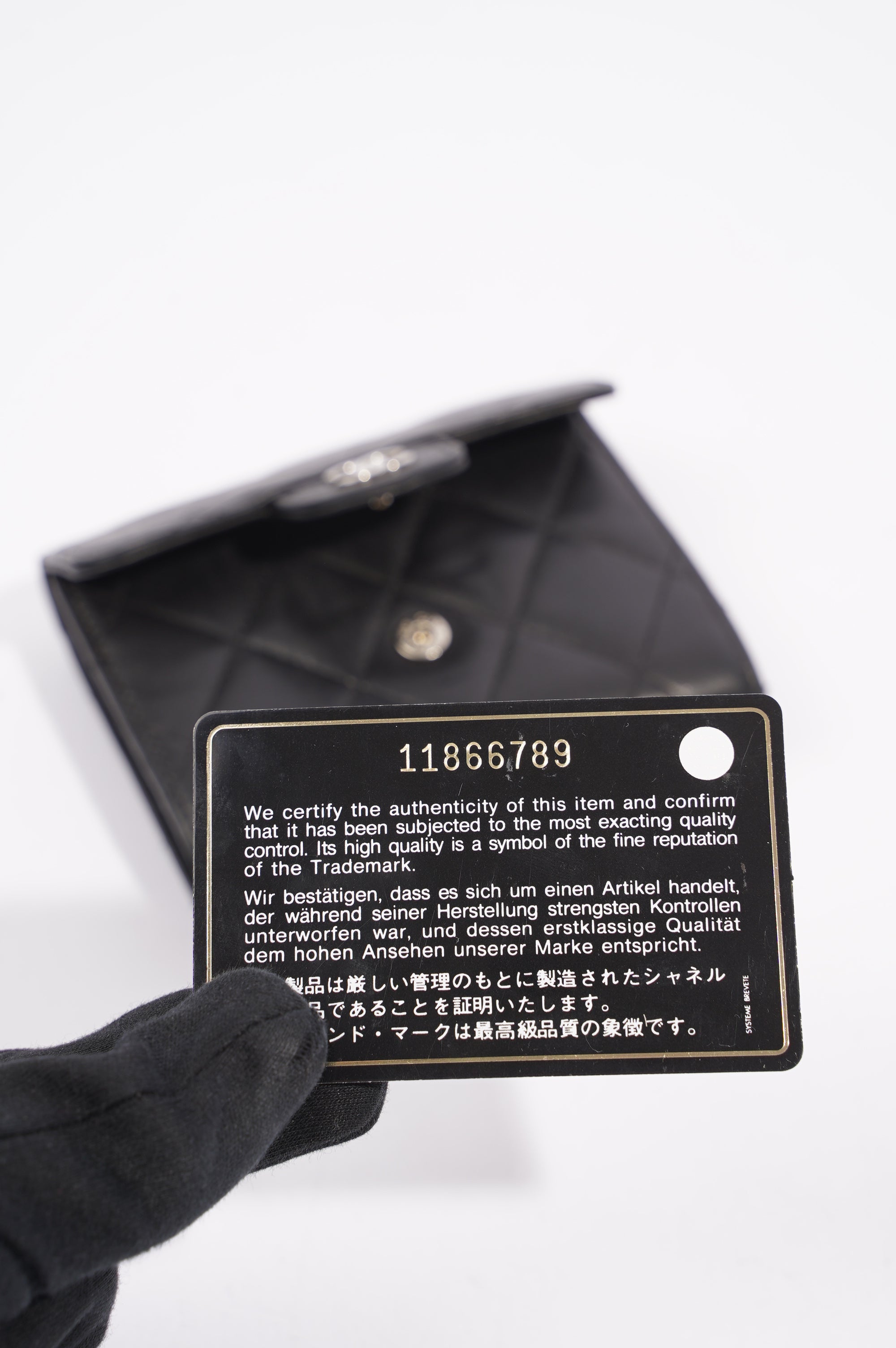 Chanel Womens Lamb Skin Wallet Black