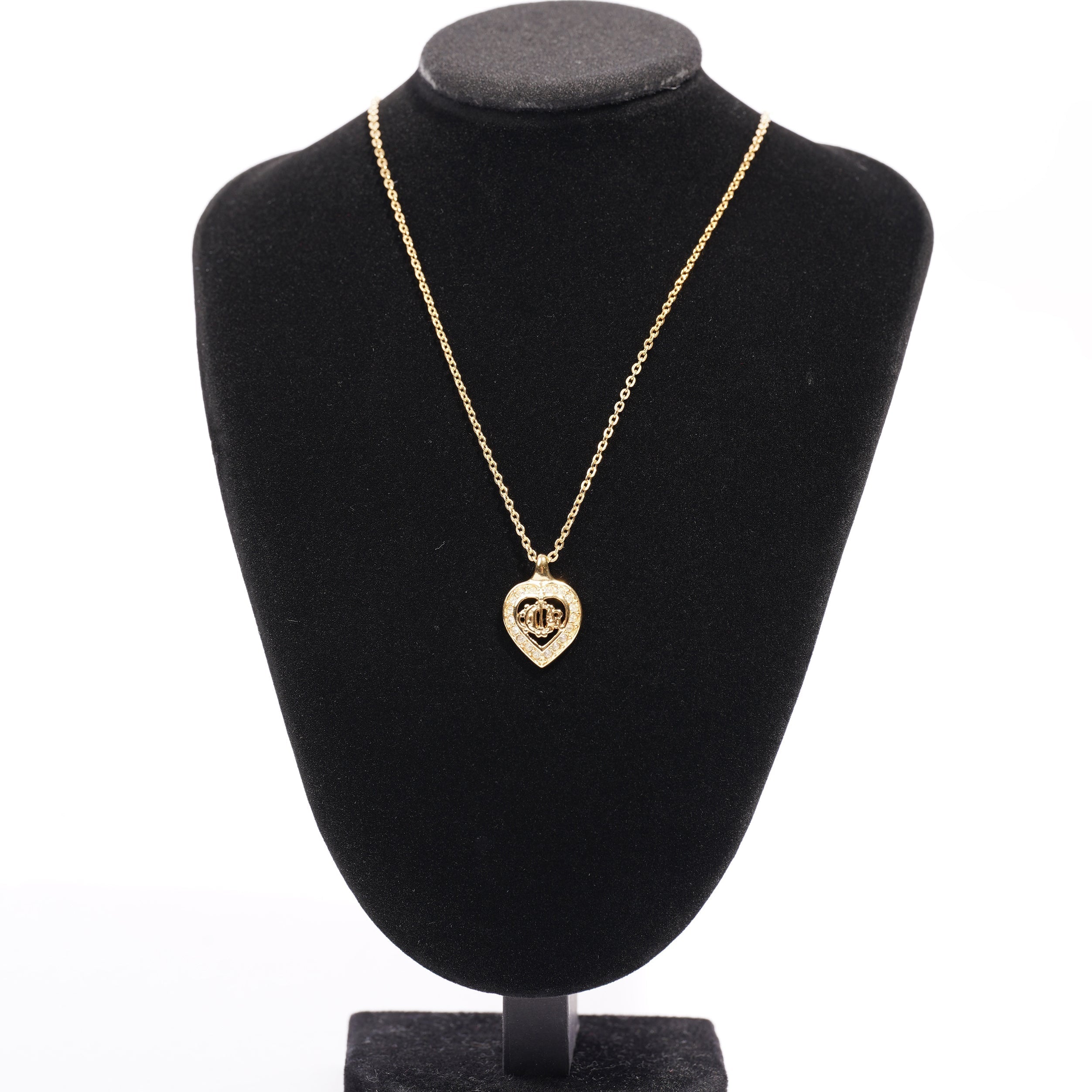 Christian Dior Womens Heart Pendant Necklace Gold