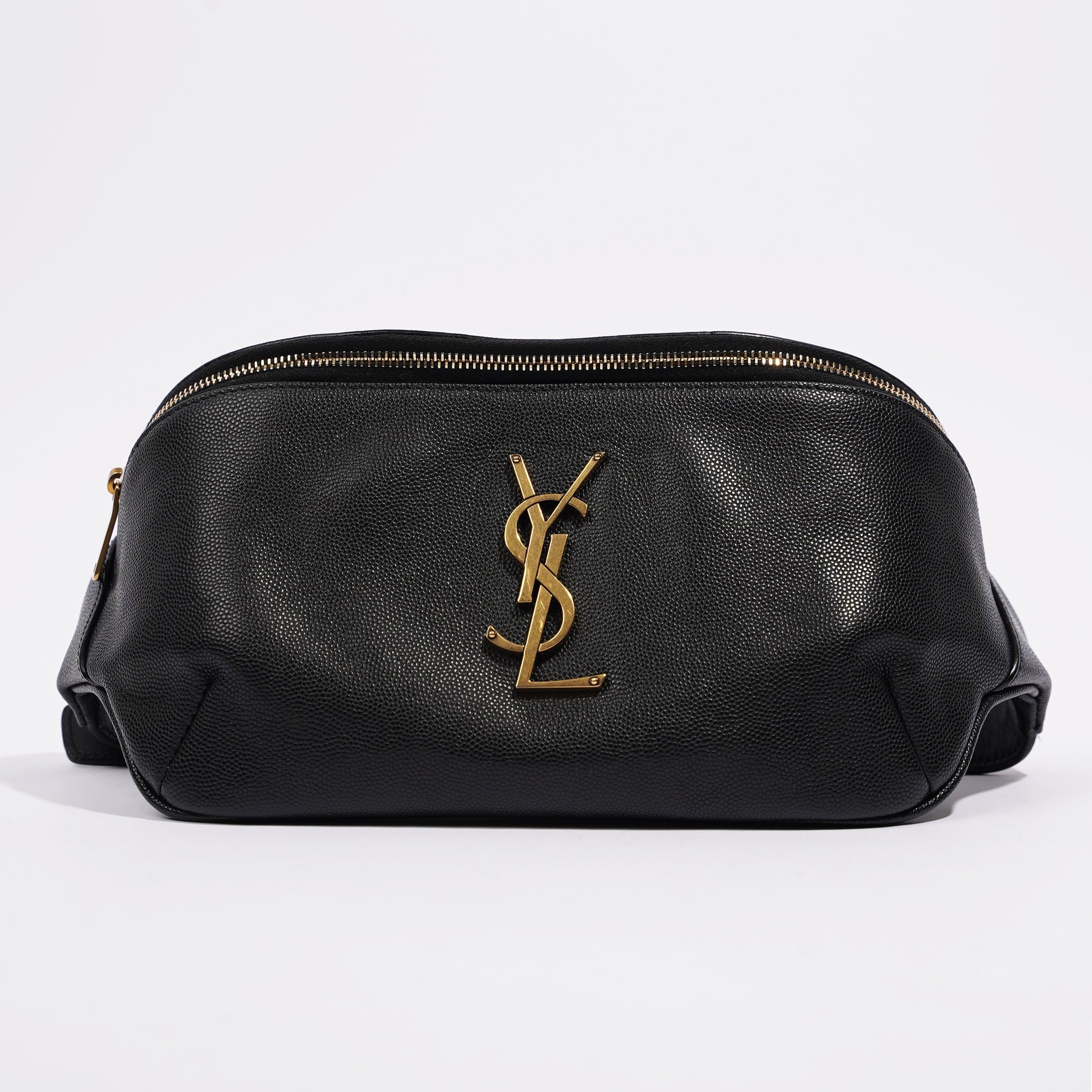 Saint Laurent Womens Cassandre Classic Belt Bag Black / Gold