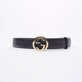 Gucci Womens Interlocking Belt Black Guccissima 80cm / 32"