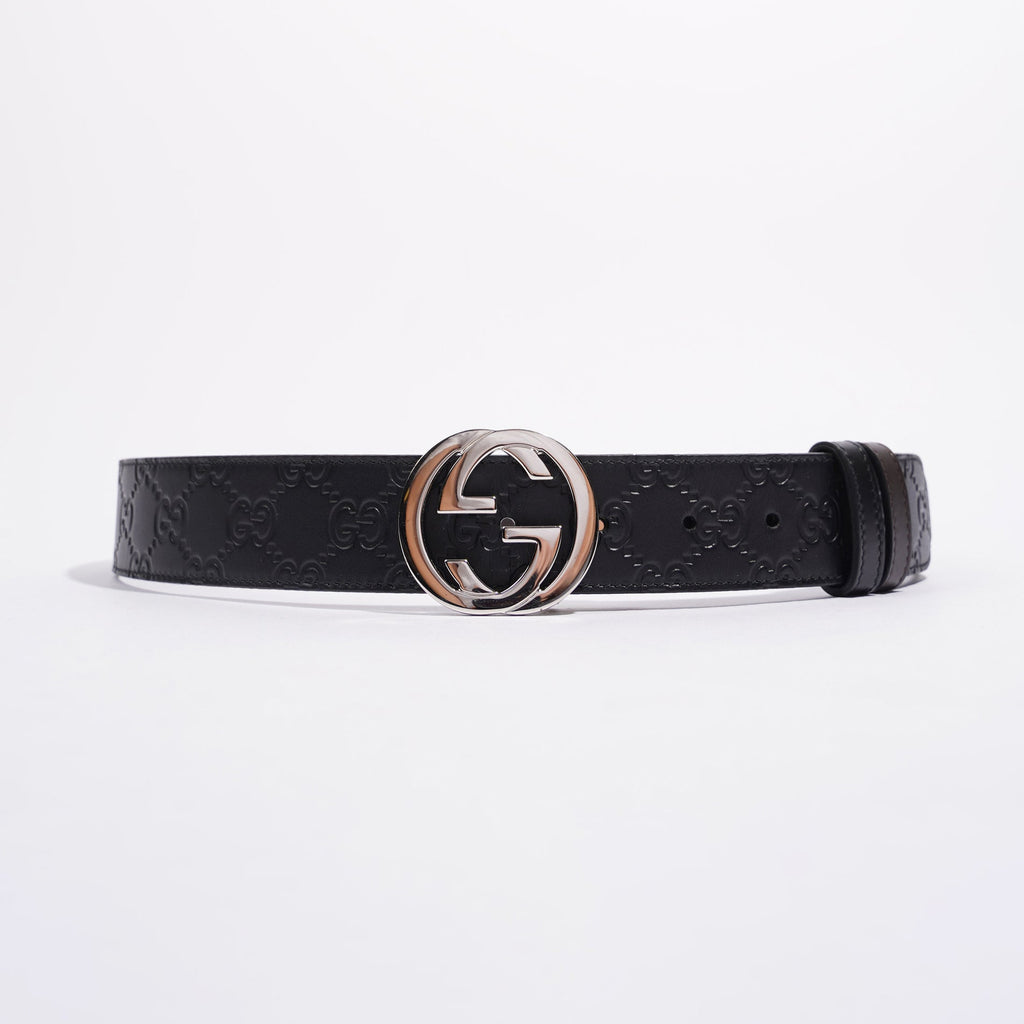 Gucci Mens Interlocking Reversible Belt Black / Silver 85cm - 34"