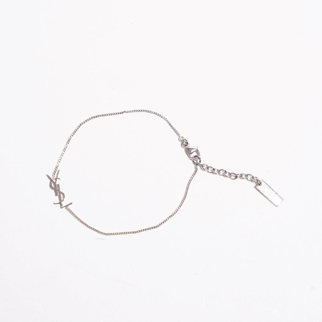 Saint Laurent Womens YSL Chain Bracelet Silver