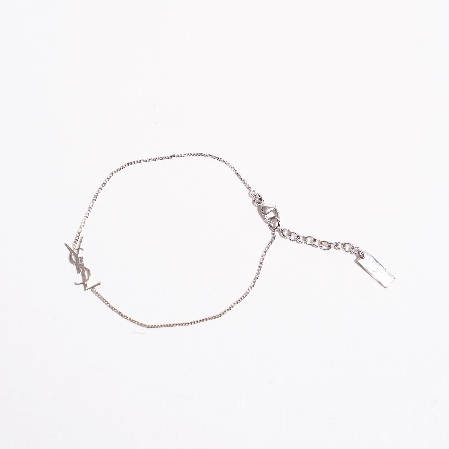 Saint Laurent Womens YSL Chain Bracelet Silver