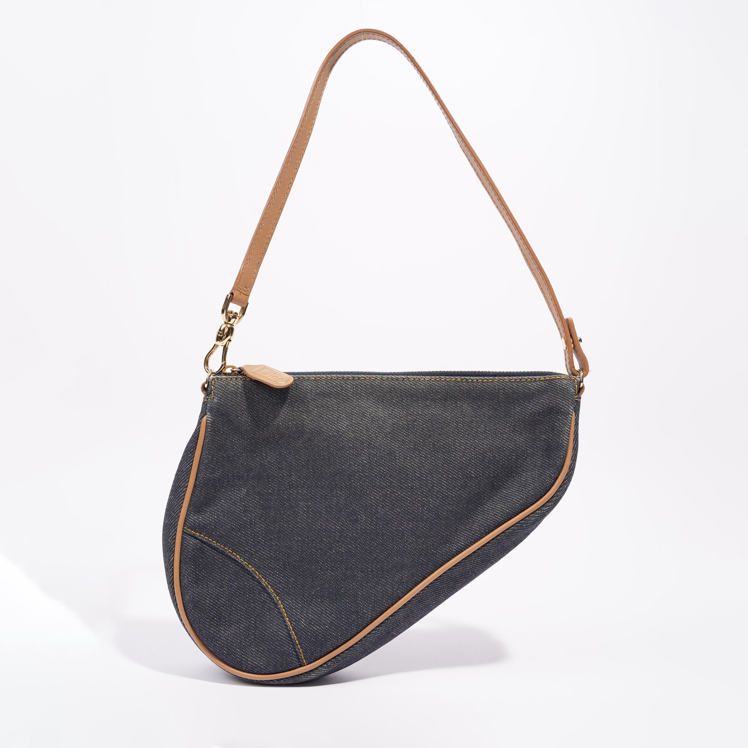 Christian Dior Saddle Bag Denim Indigo Mini