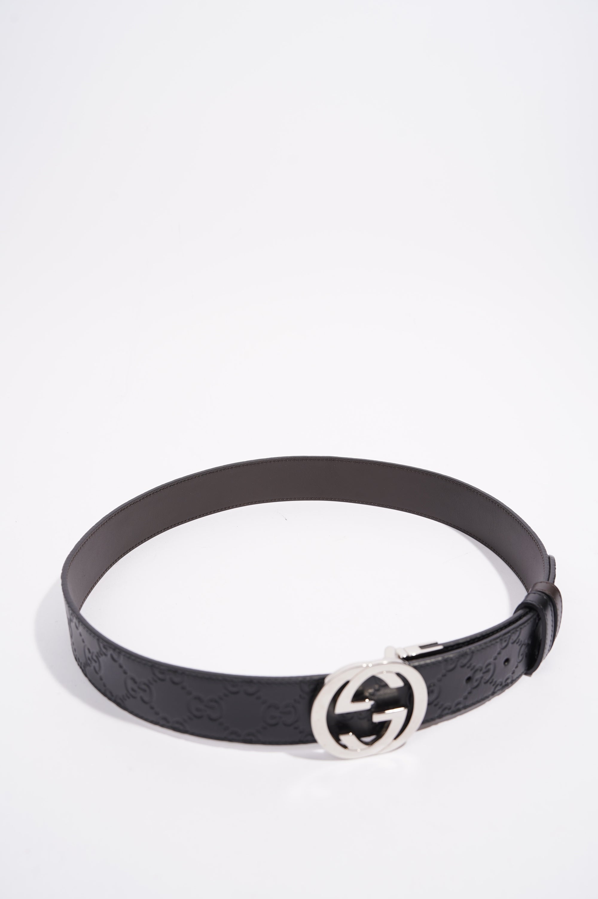 Gucci Mens Interlocking Reversible Belt Black / Silver 85cm - 34"