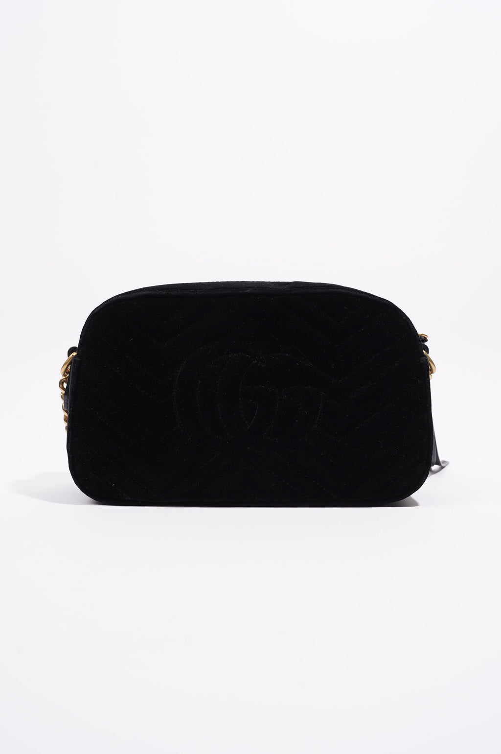Gucci Womens GG Marmont Zip Bag Black Velvet Small
