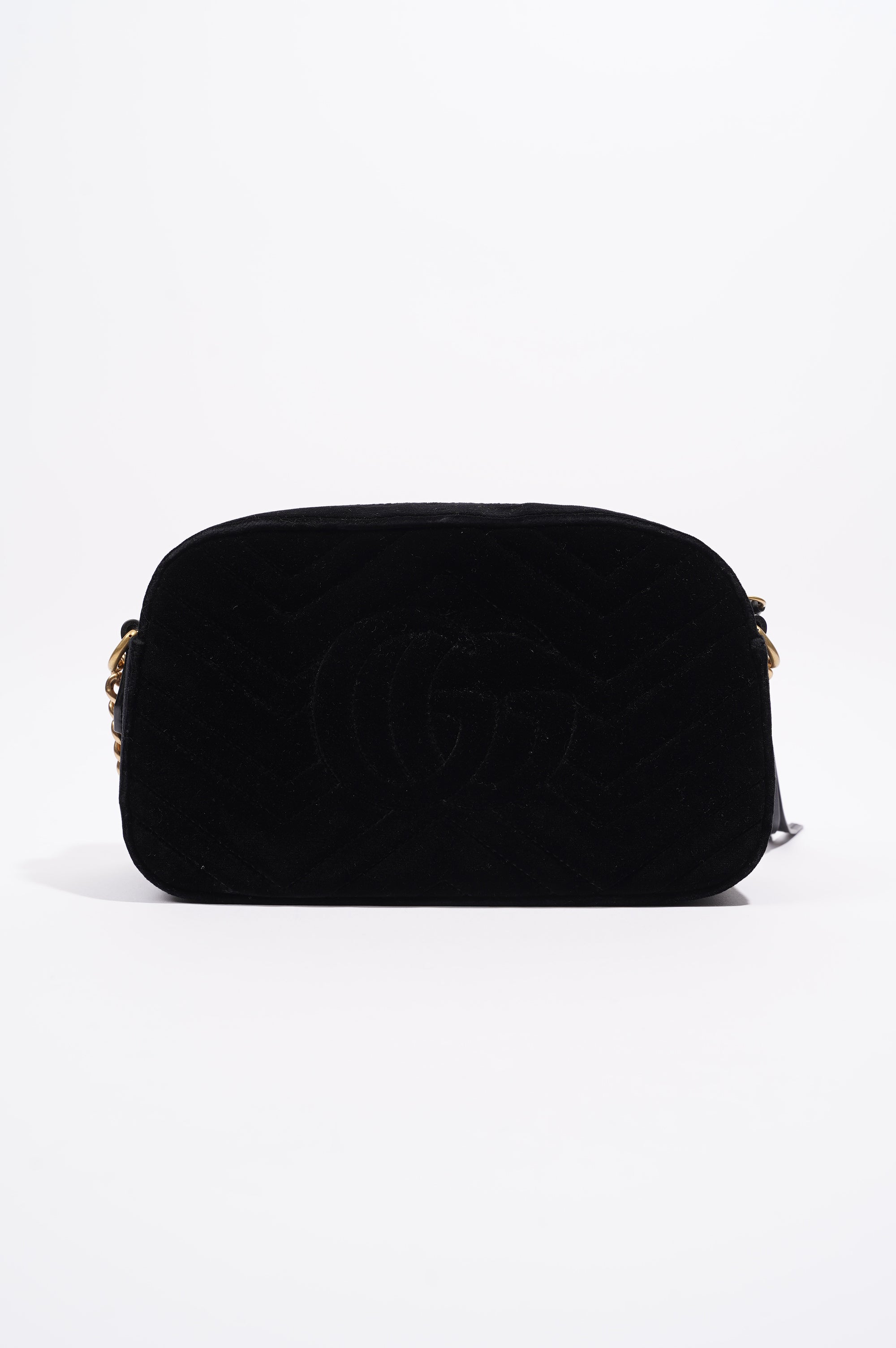 Gucci Womens GG Marmont Zip Bag Black Velvet Small