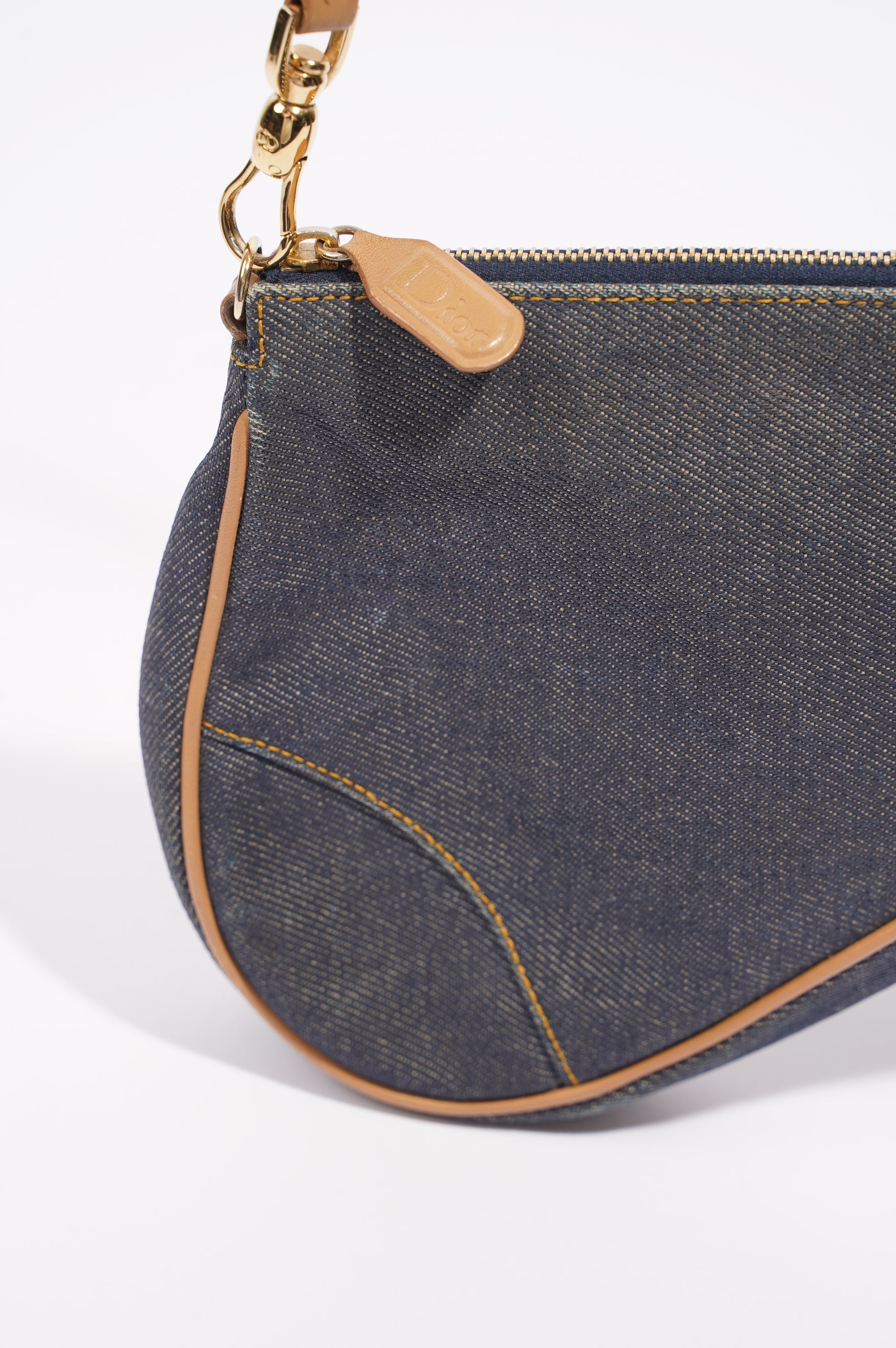Christian Dior Saddle Bag Denim Indigo Mini