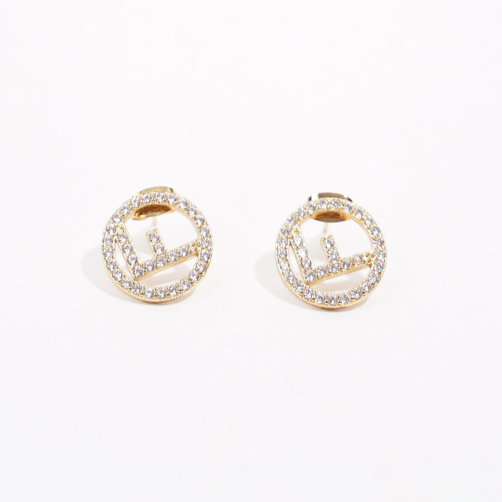 Fendi Womens F Is Fendi Earrings Gold