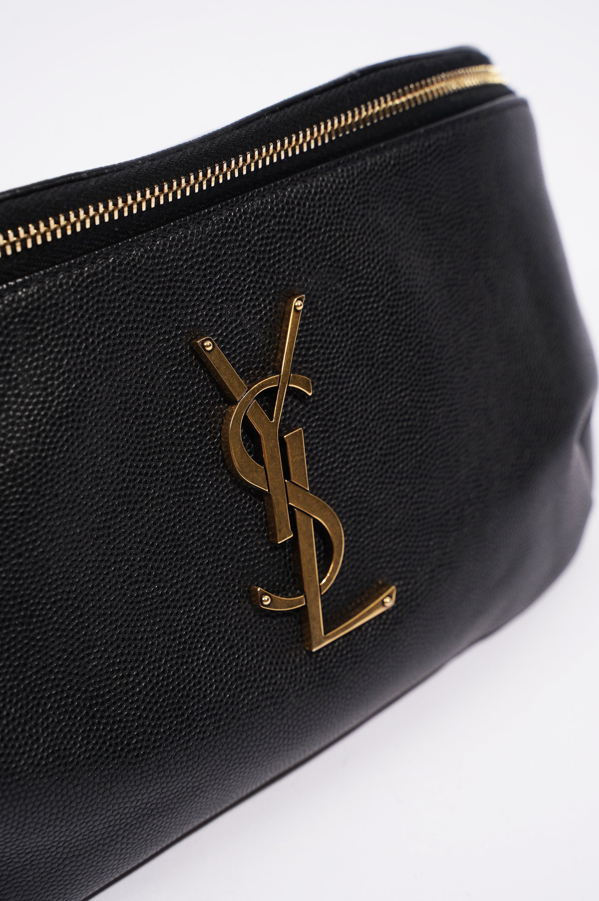 Saint Laurent Womens Cassandre Classic Belt Bag Black / Gold