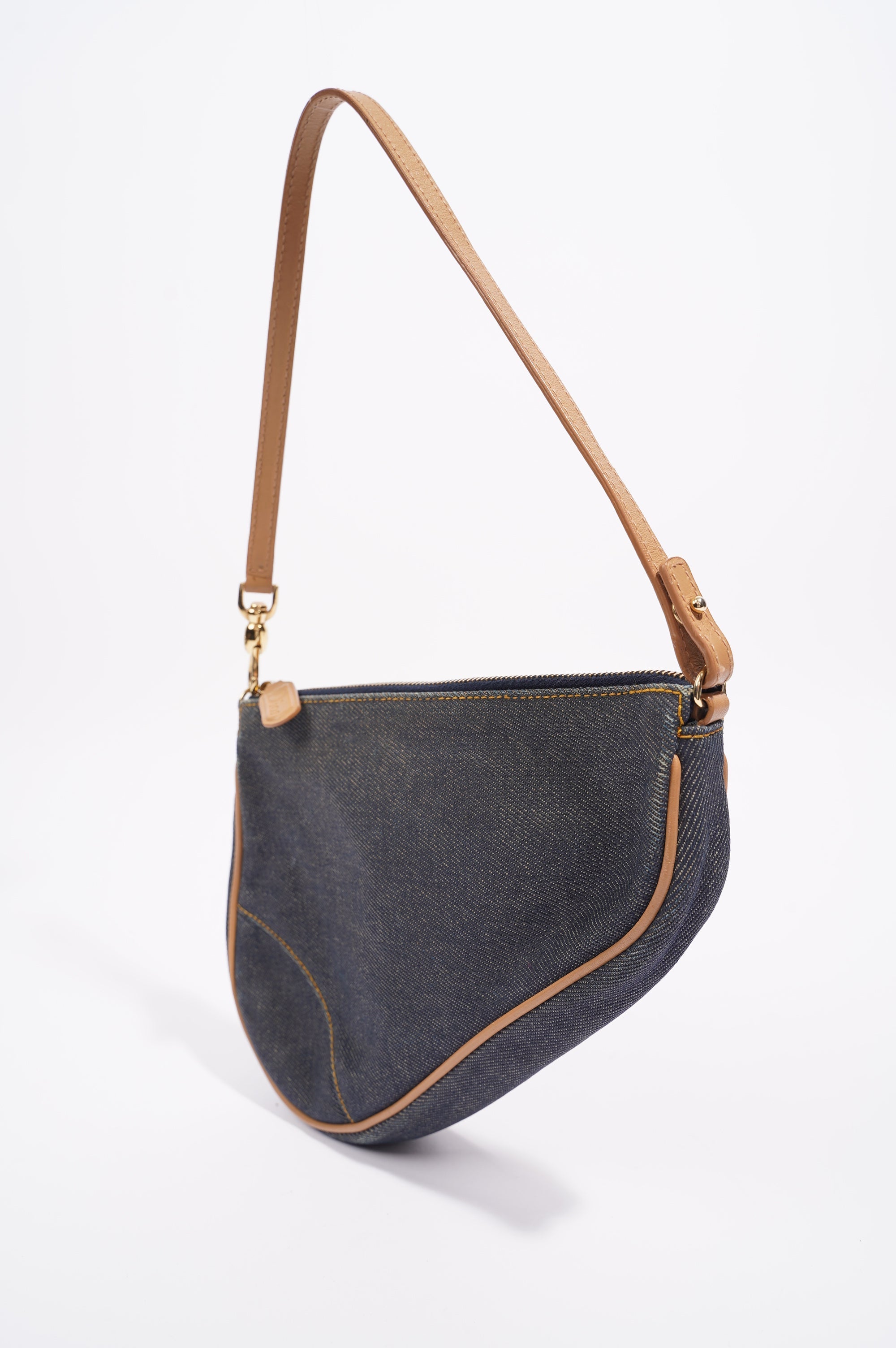 Christian Dior Saddle Bag Denim Indigo Mini
