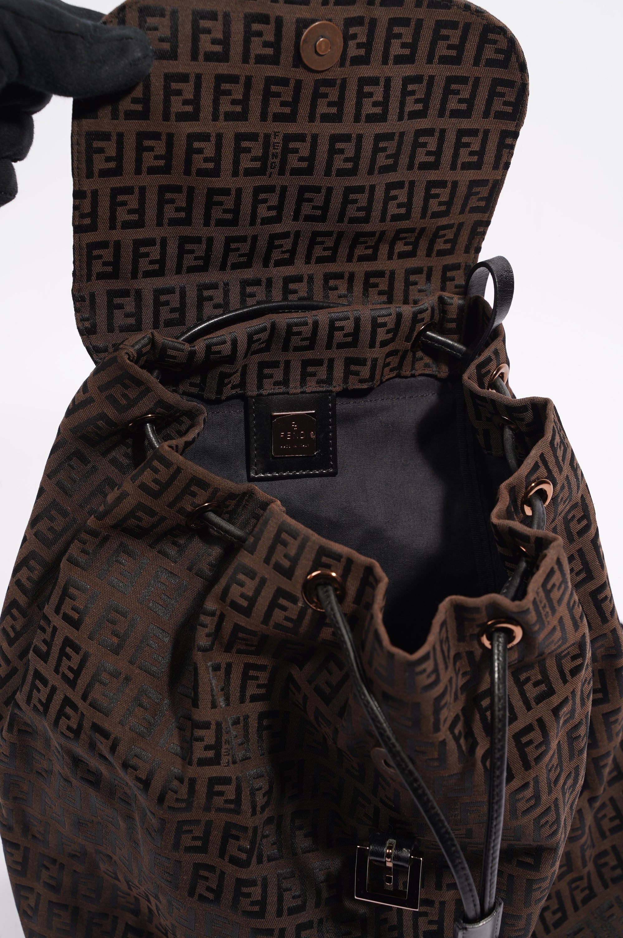 Fendi Womens Zucca Backpack Brown
