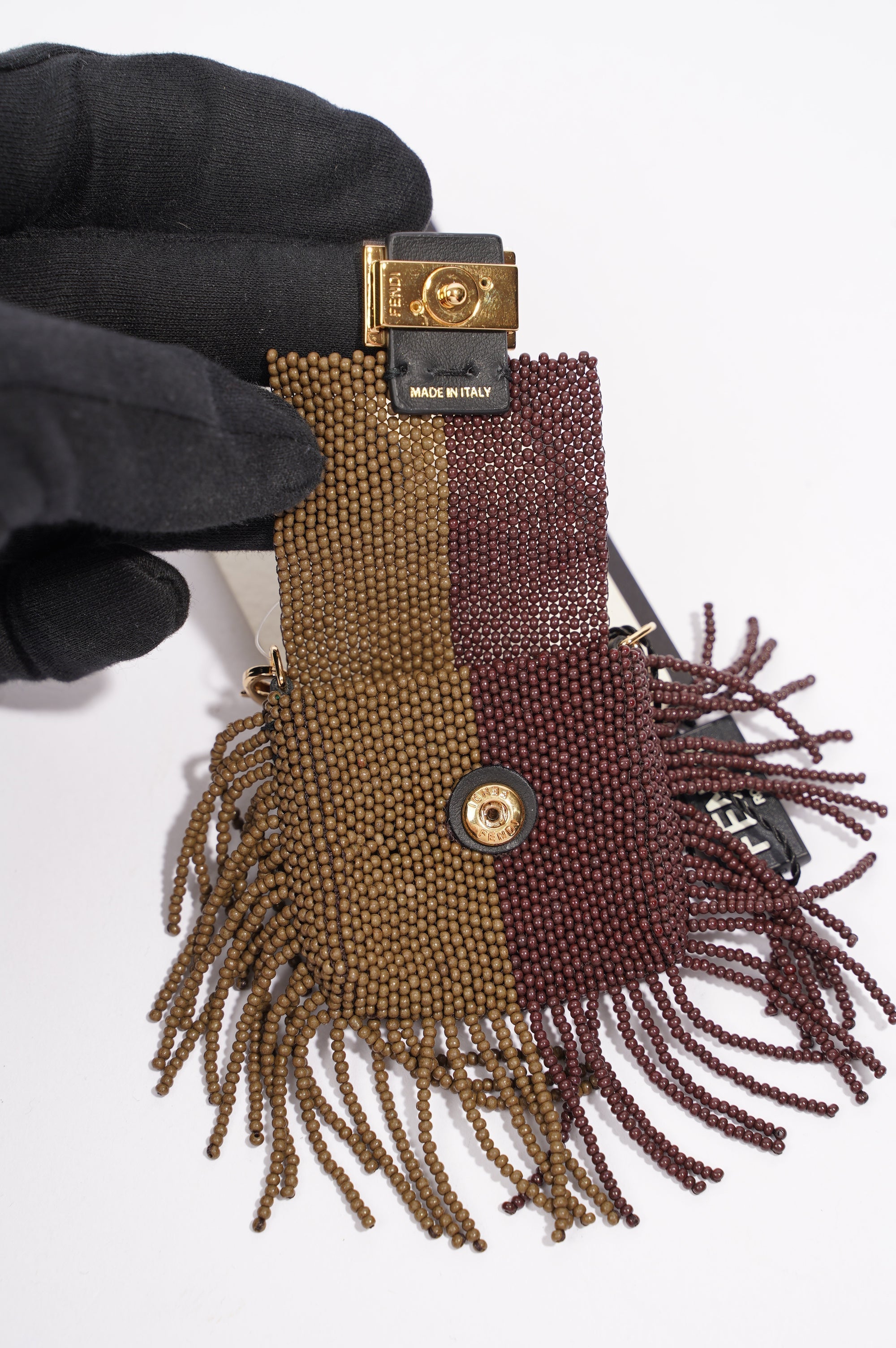 Fendi Pico Baguette Dark Brown / Soft Gold Mini