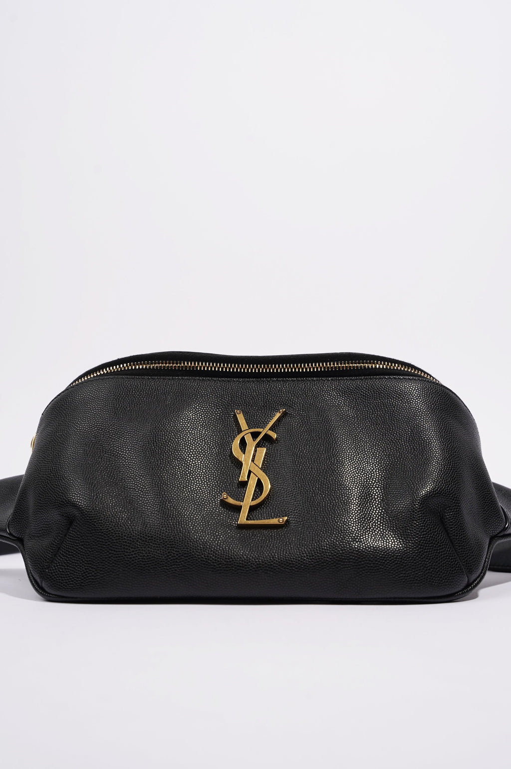 Saint Laurent Womens Cassandre Classic Belt Bag Black / Gold