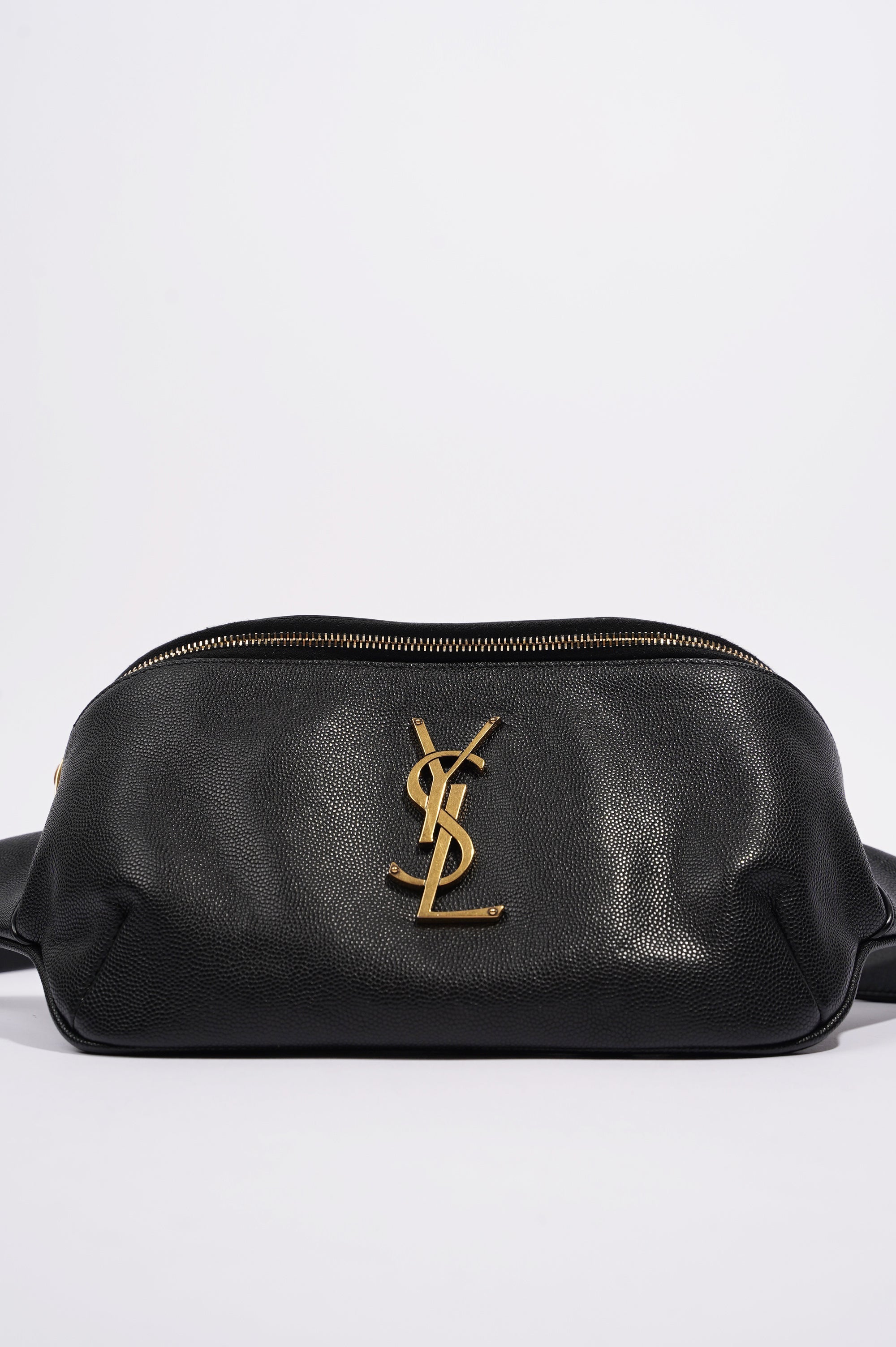 Saint Laurent Womens Cassandre Classic Belt Bag Black / Gold