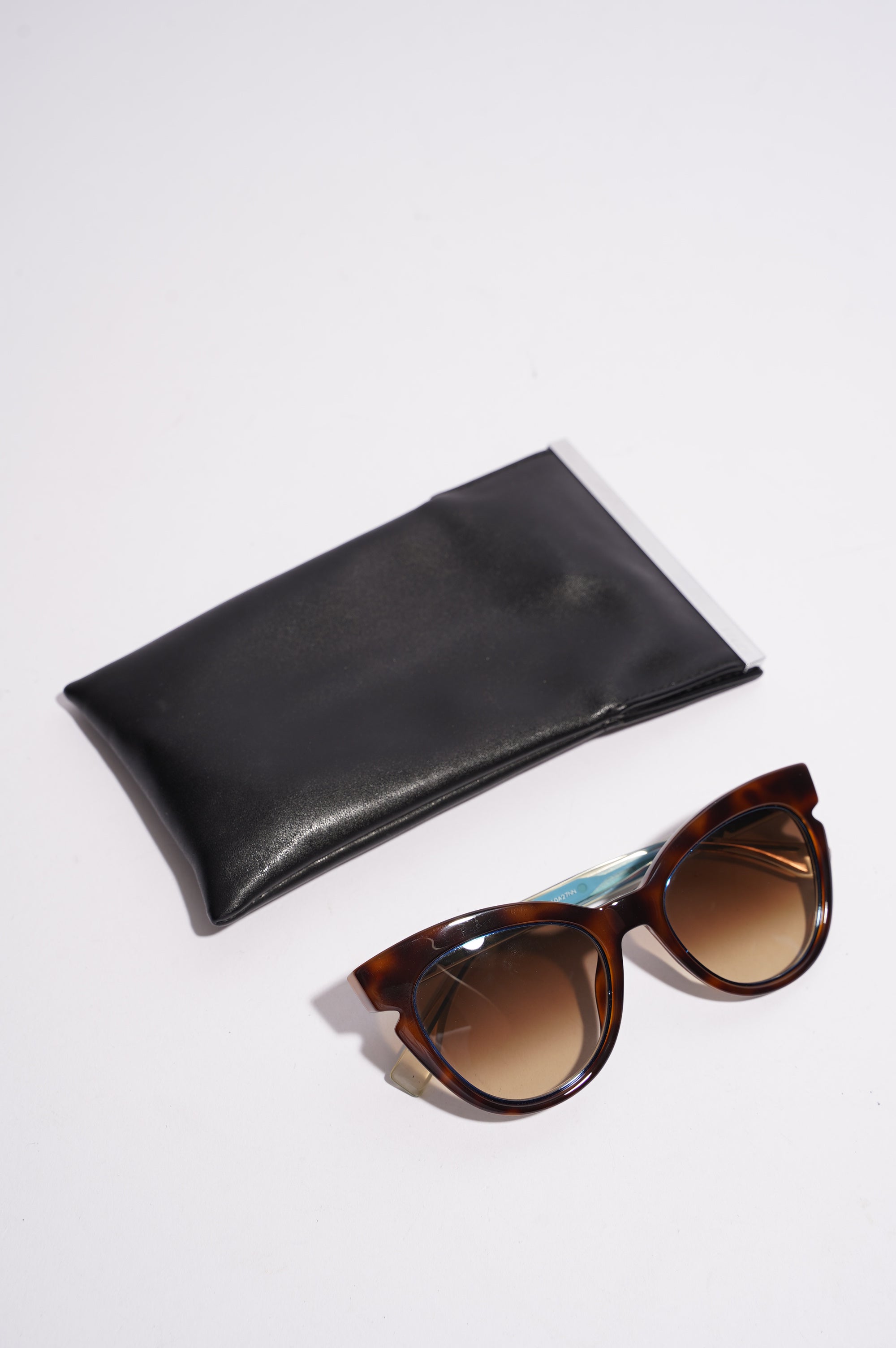 Fendi Womens FF0132 S Cat Eye Sunglasses Tortoise Shell Blue 140