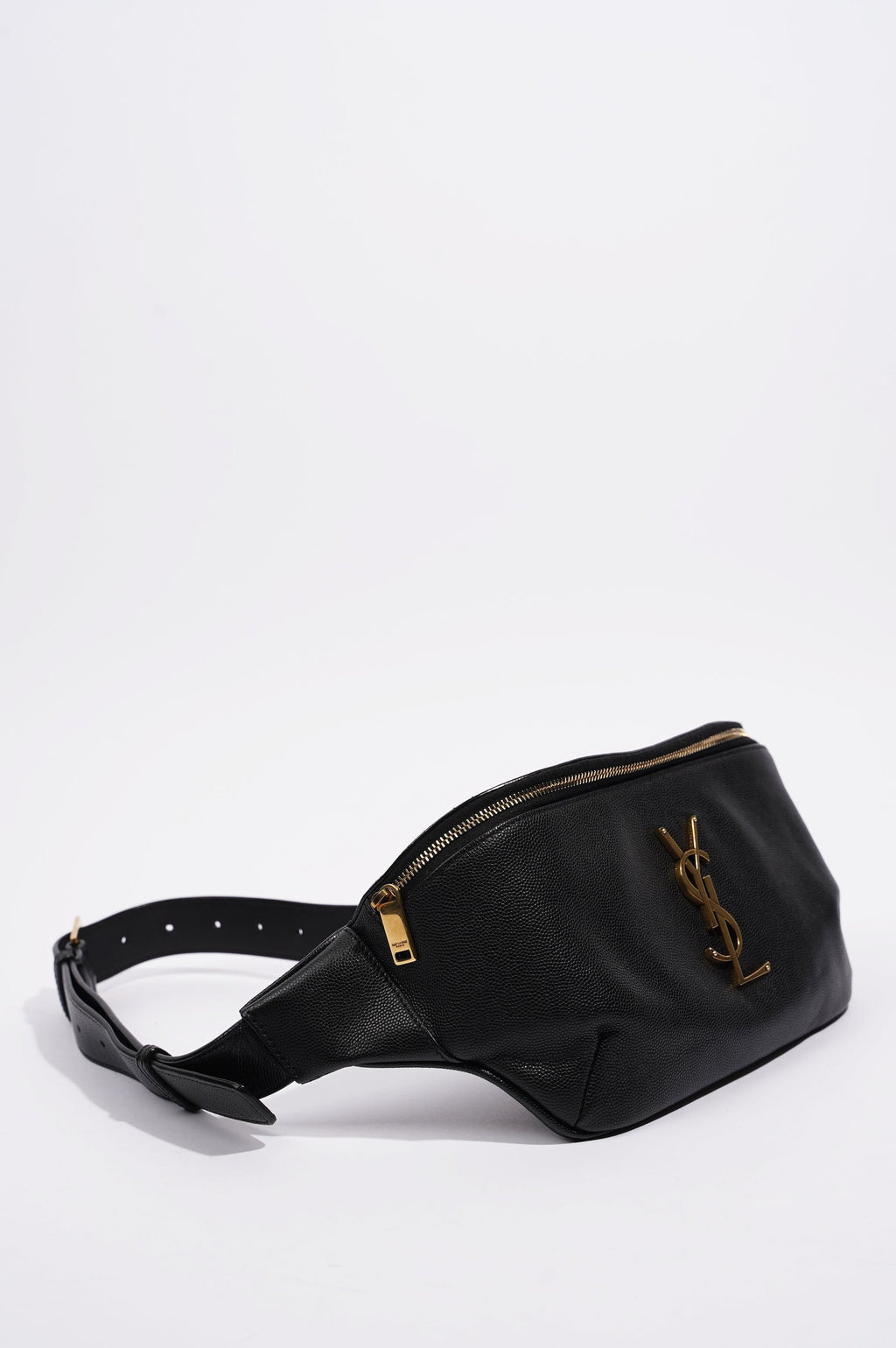 Saint Laurent Womens Cassandre Classic Belt Bag Black / Gold