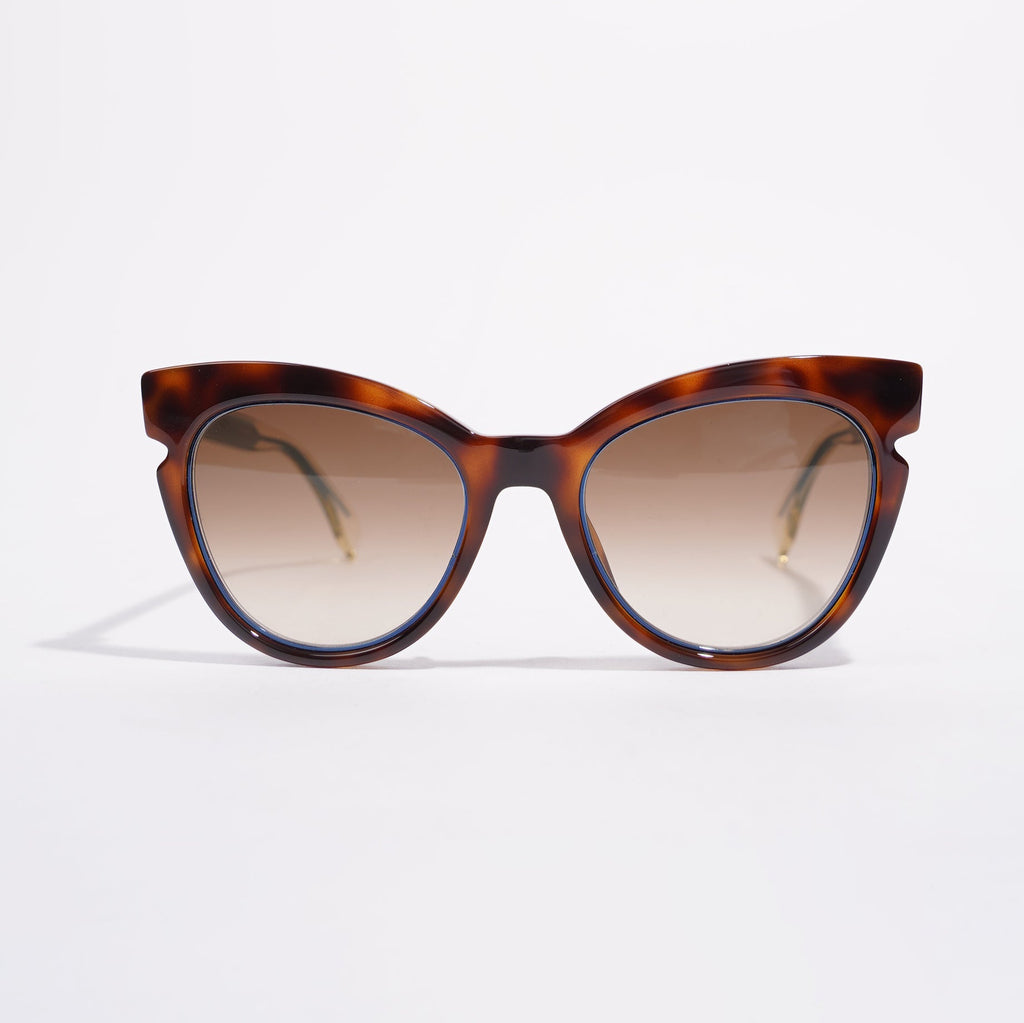Fendi Womens FF0132 S Cat Eye Sunglasses Tortoise Shell Blue 140