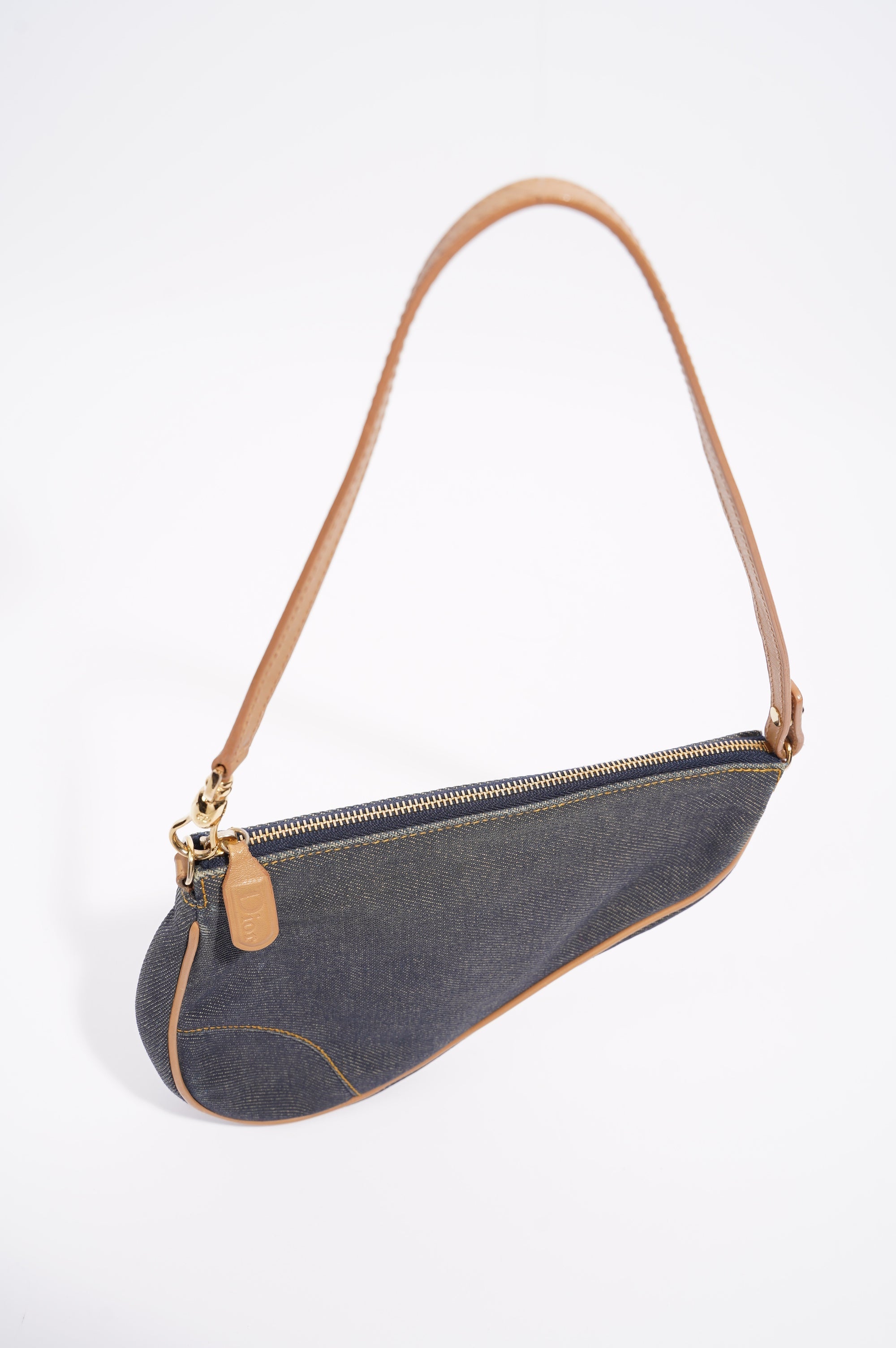 Christian Dior Saddle Bag Denim Indigo Mini