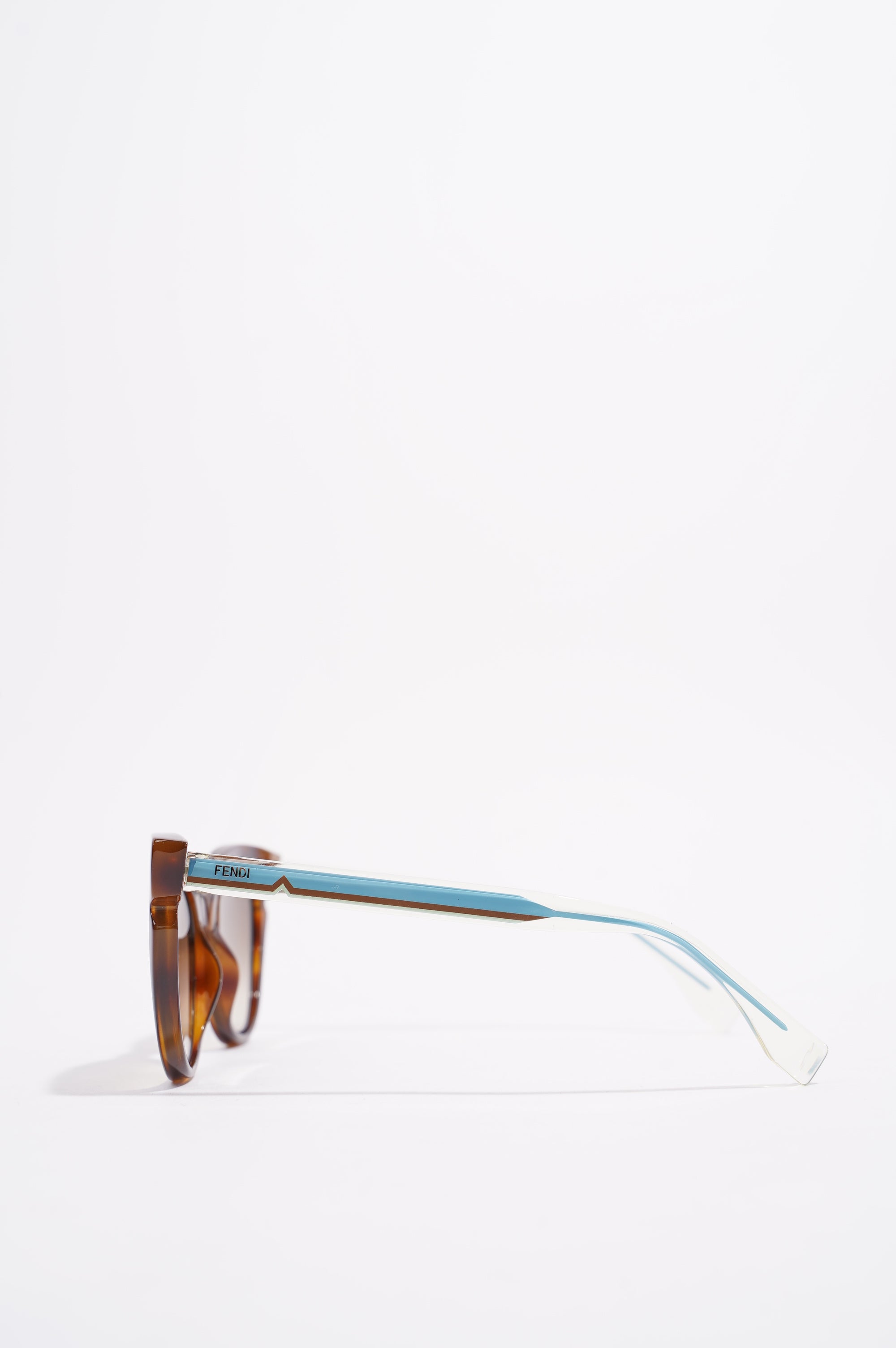 Fendi Womens FF0132 S Cat Eye Sunglasses Tortoise Shell Blue 140