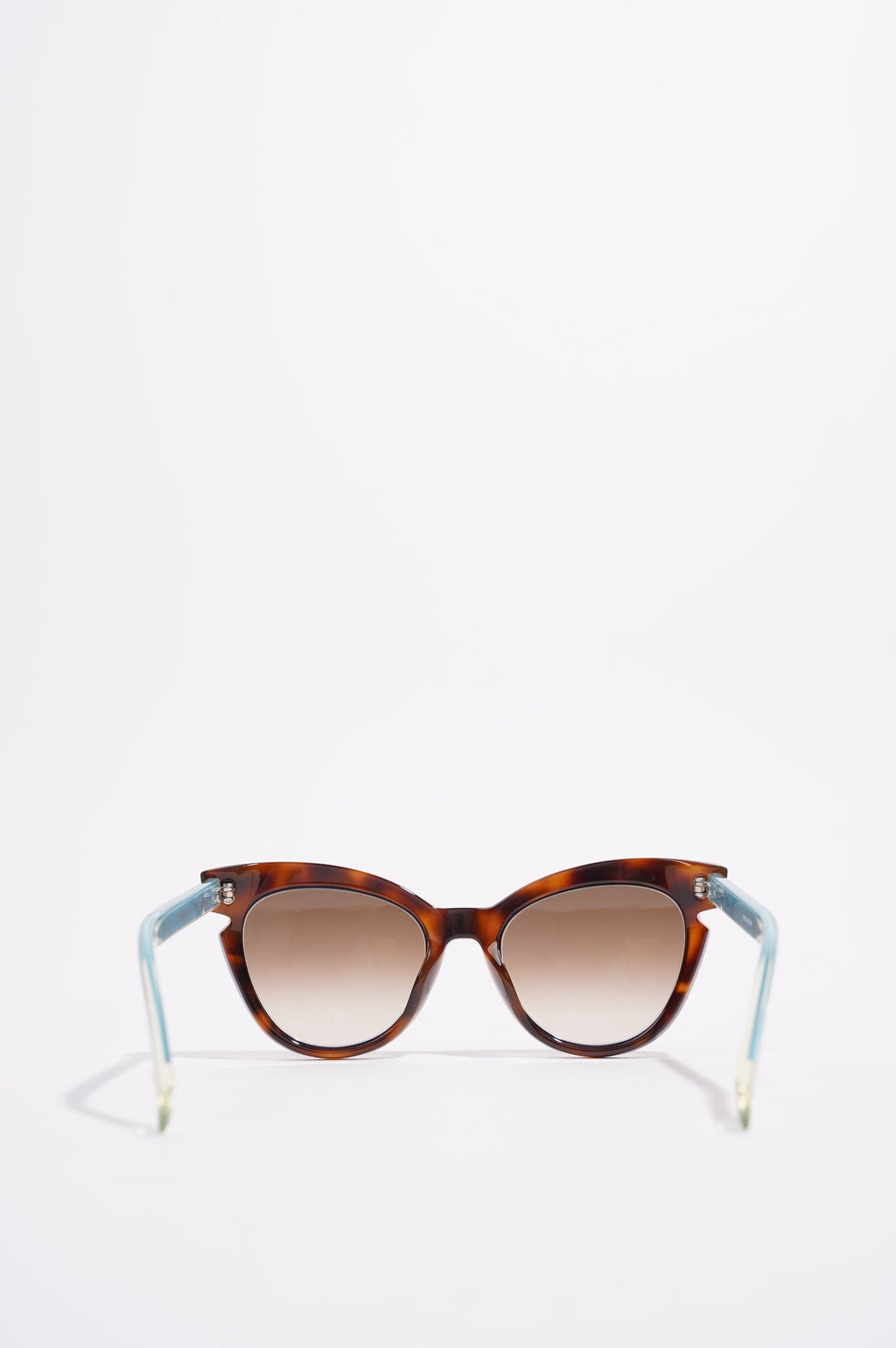 Fendi Womens FF0132 S Cat Eye Sunglasses Tortoise Shell Blue 140