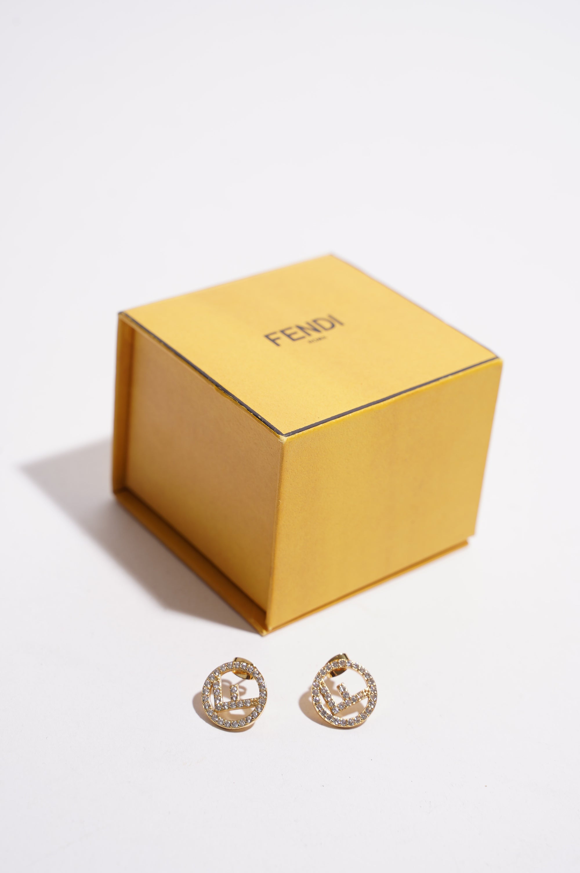 Fendi Womens F Is Fendi Earrings Gold
