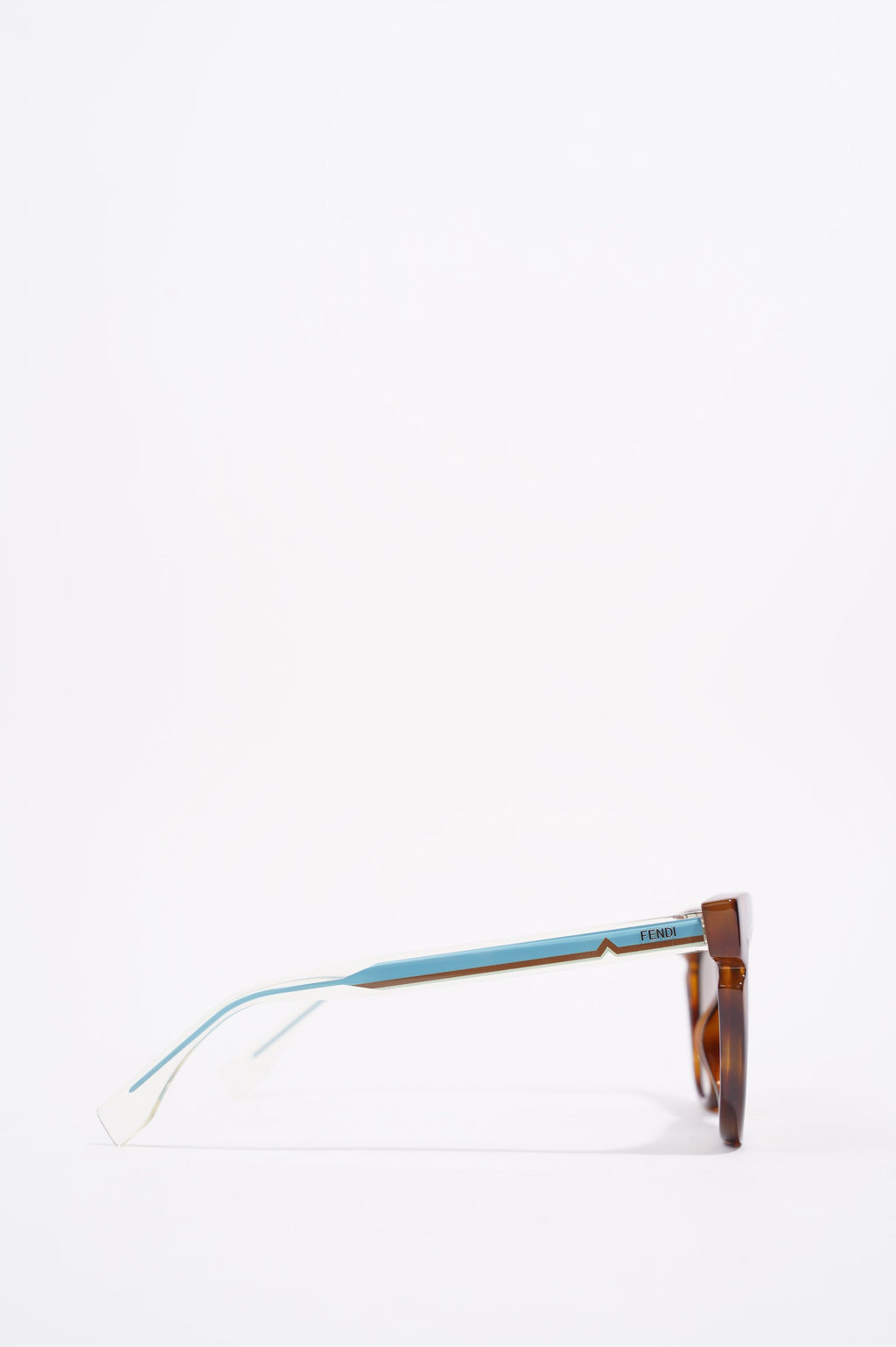 Fendi Womens FF0132 S Cat Eye Sunglasses Tortoise Shell Blue 140