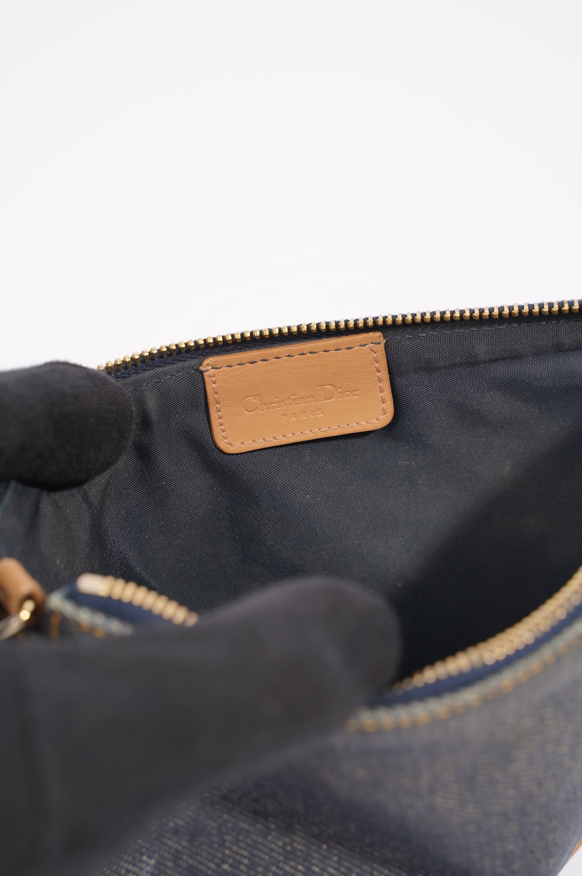 Christian Dior Saddle Bag Denim Indigo Mini