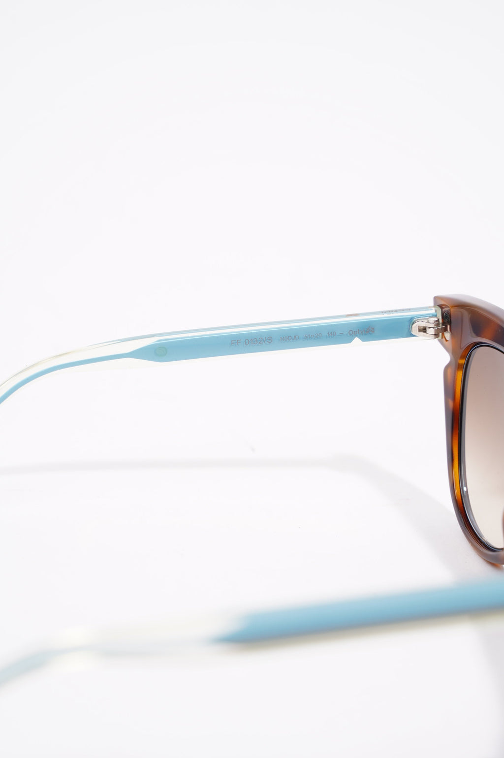 Fendi Womens FF0132 S Cat Eye Sunglasses Tortoise Shell Blue 140