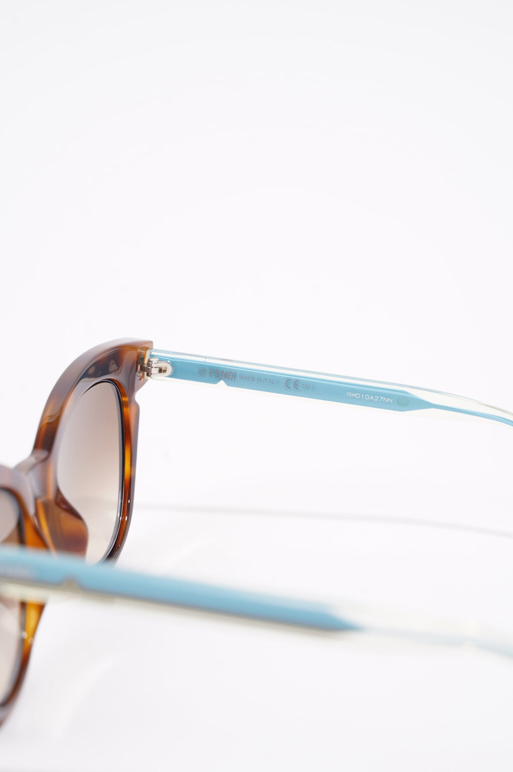 Fendi Womens FF0132 S Cat Eye Sunglasses Tortoise Shell Blue 140