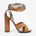 Gucci Womens Python Sandal 110 Brown Leather / Python EU 39.5 / UK 6.5
