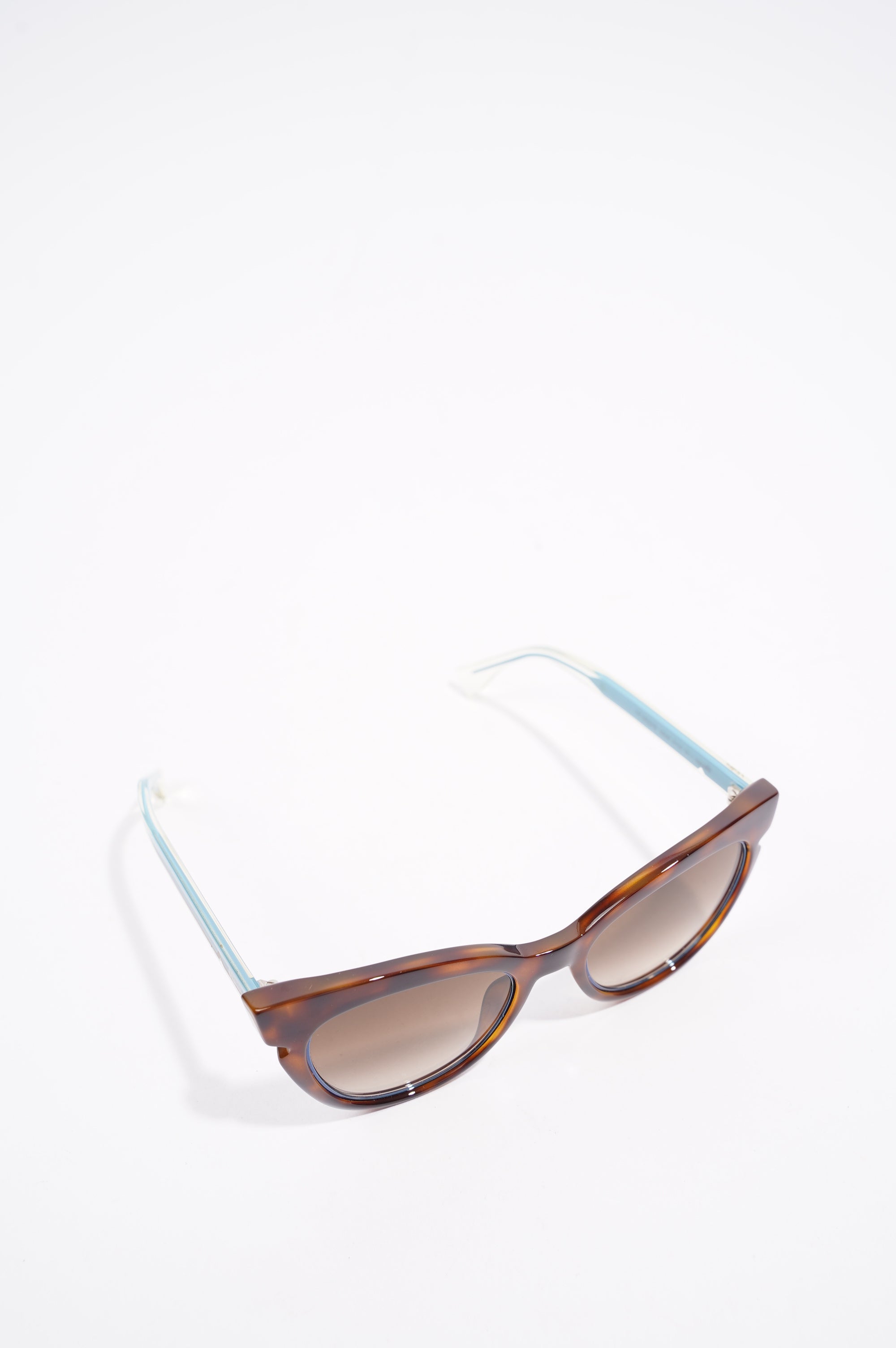 Fendi Womens FF0132 S Cat Eye Sunglasses Tortoise Shell Blue 140