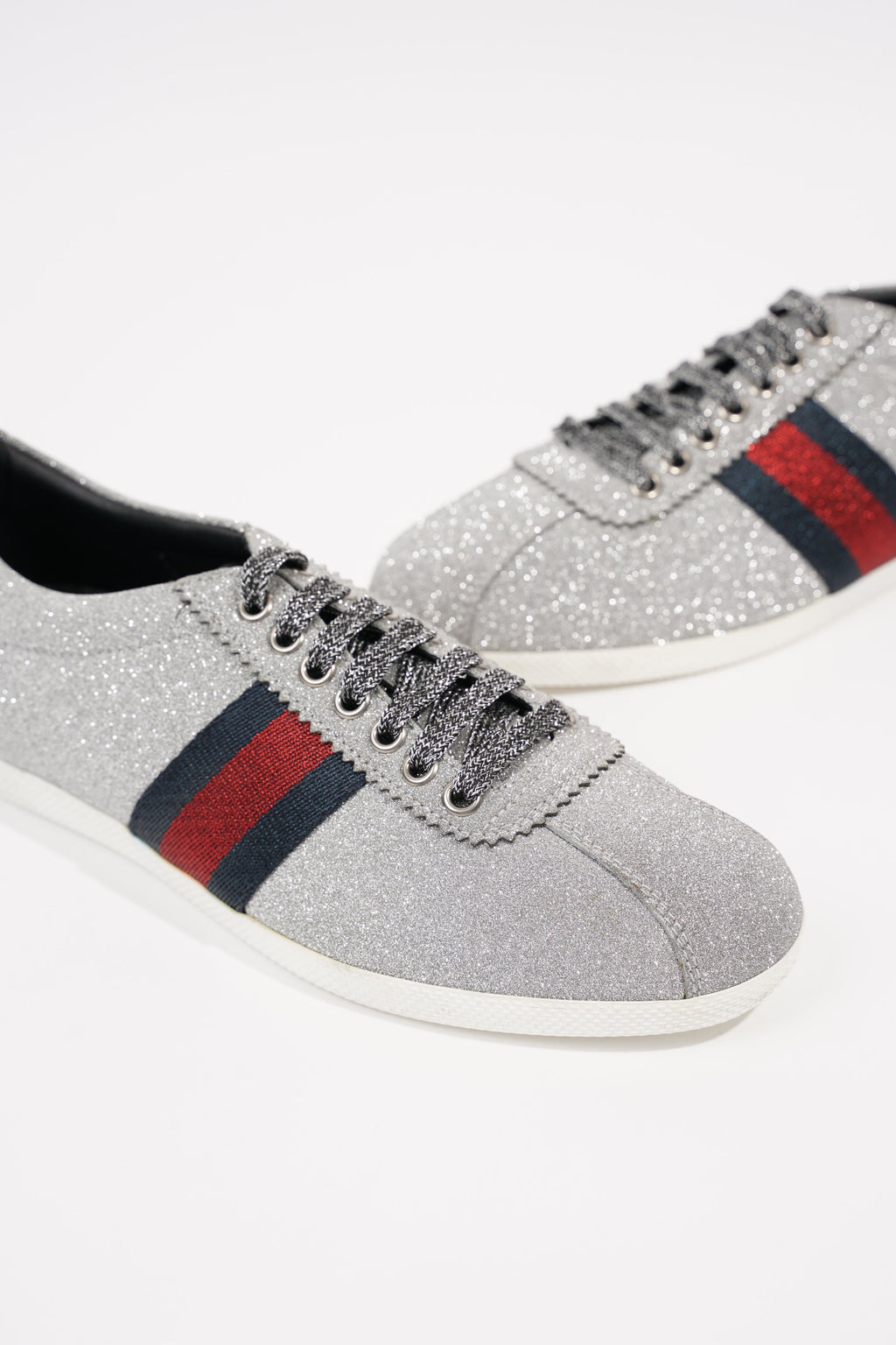 Gucci Womens Bambi Sneaker Silver Glitter EU 38 / UK 5