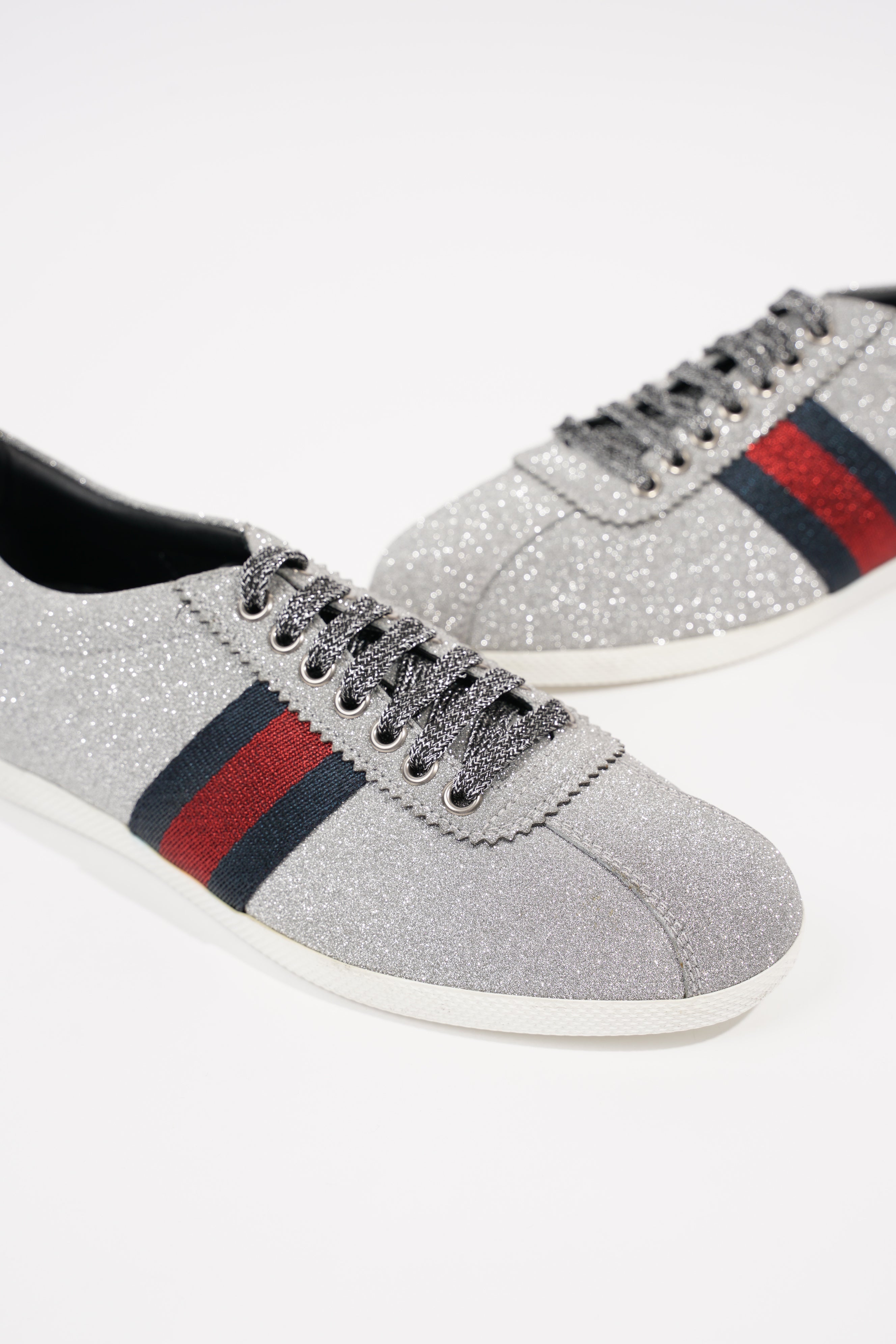 Gucci Womens Bambi Sneaker Silver Glitter EU 38 / UK 5