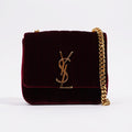 Saint Laurent Womens Vicky Burgundy Velvet Small