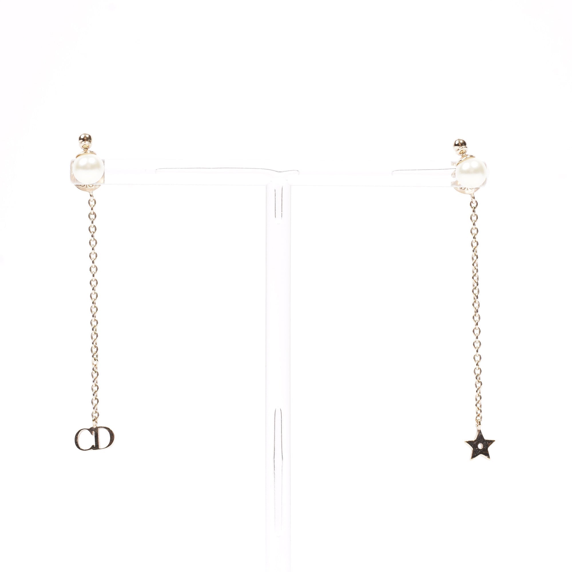 Christian Dior Womens Tribales Earrings Gold / Pearl