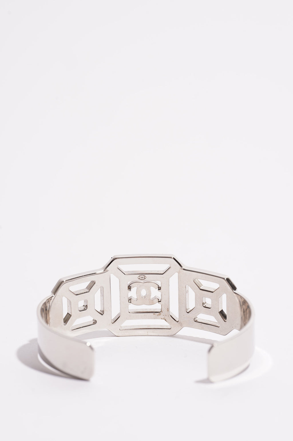 Chanel Womens Crystal Embellished Bracelet Silver