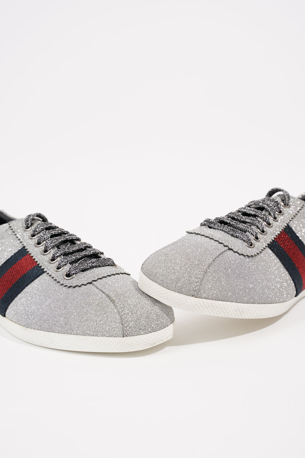 Gucci Womens Bambi Sneaker Silver Glitter EU 38 / UK 5