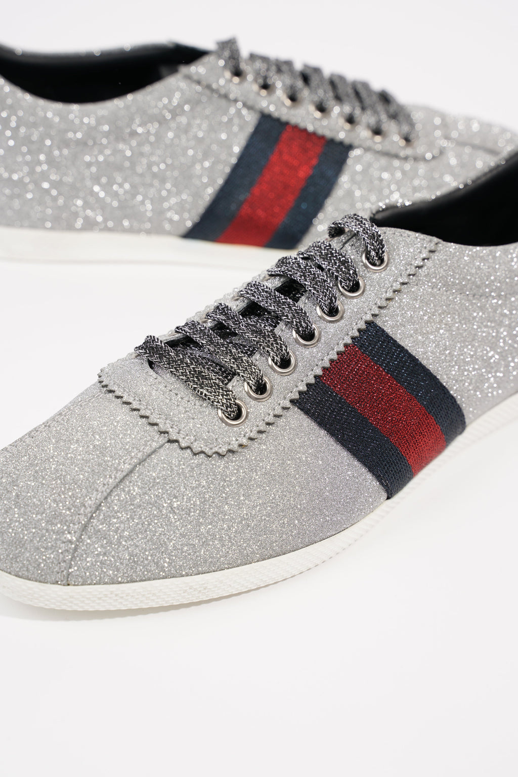 Gucci Womens Bambi Sneaker Silver Glitter EU 38 / UK 5