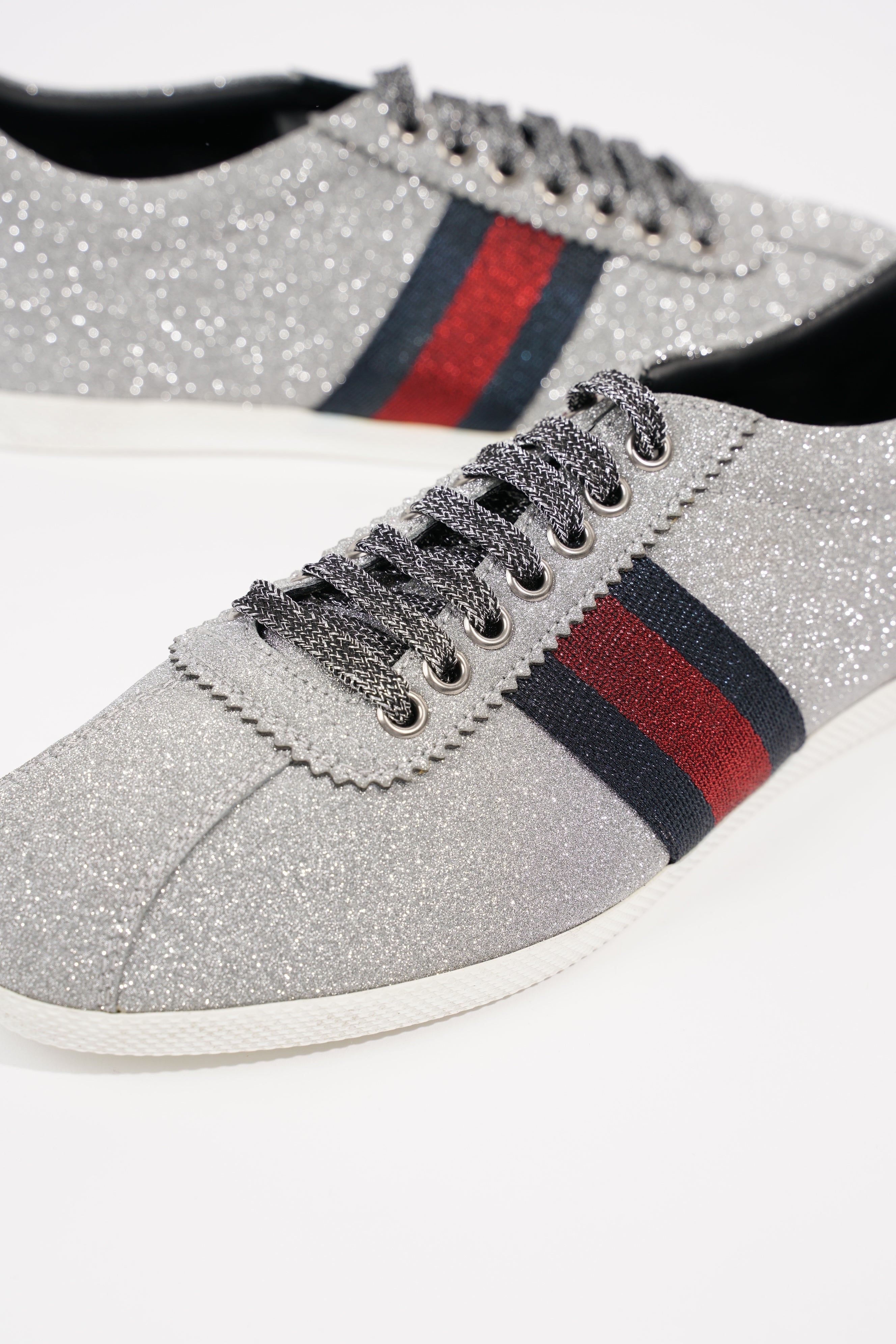 Gucci Womens Bambi Sneaker Silver Glitter EU 38 / UK 5