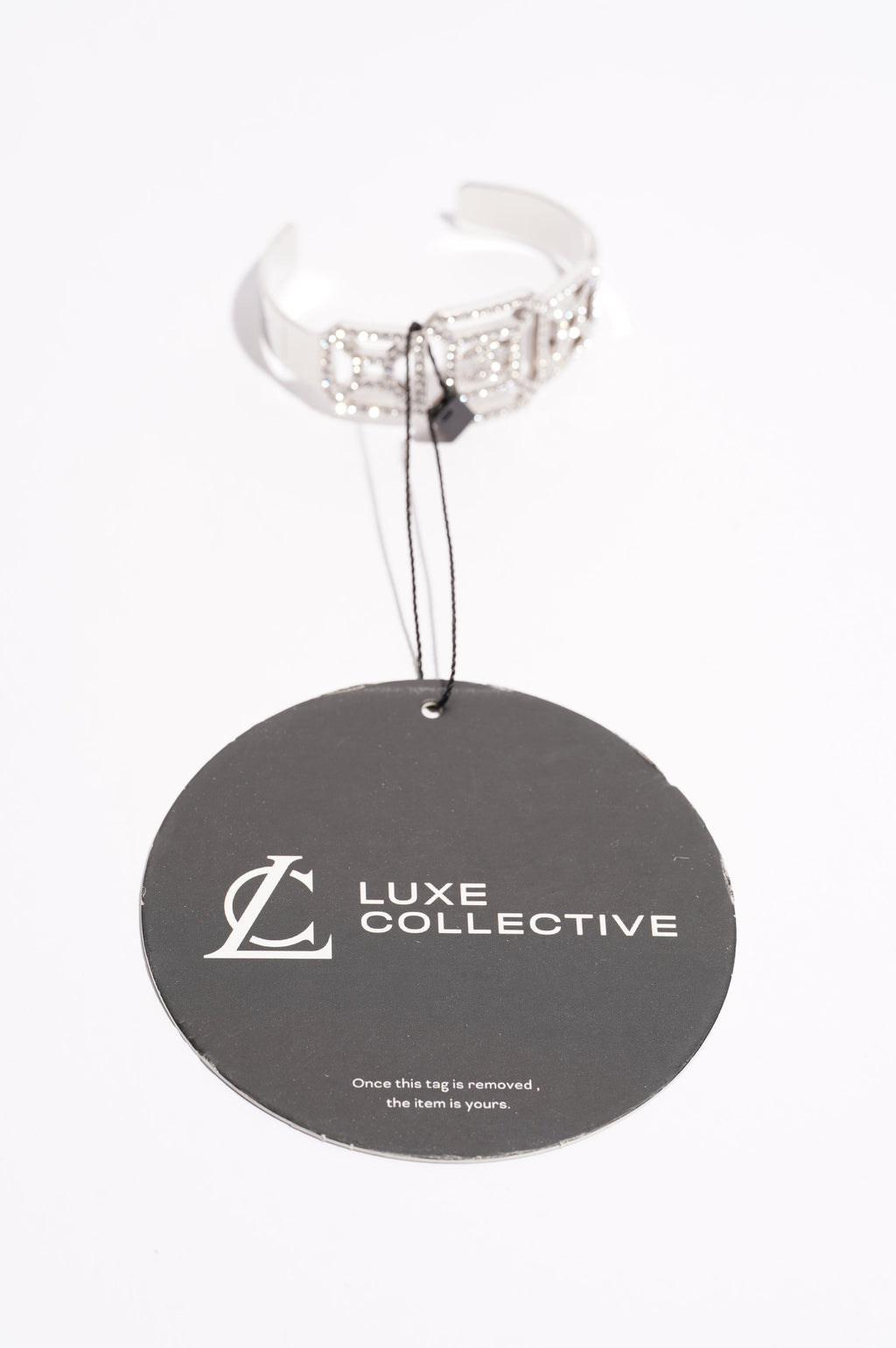 Chanel Womens Crystal Embellished Bracelet Silver