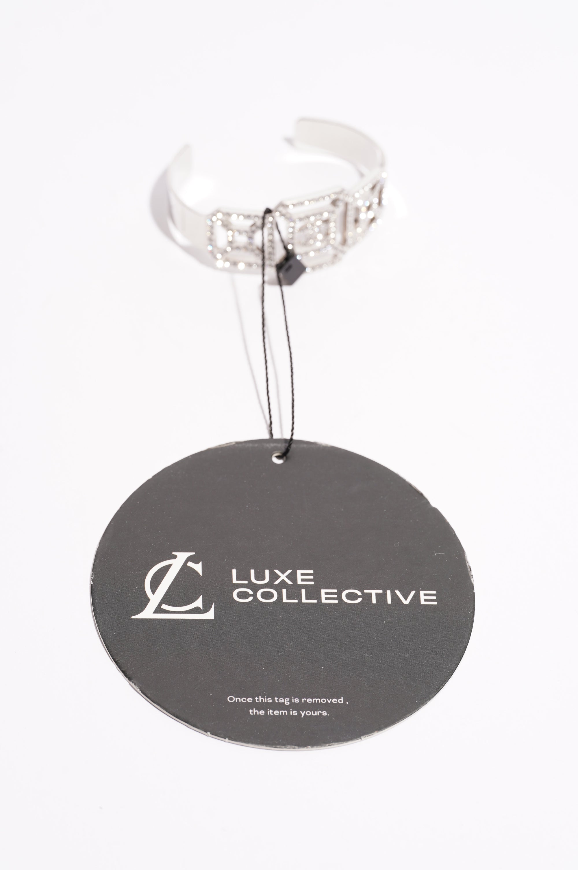 Chanel Womens Crystal Embellished Bracelet Silver